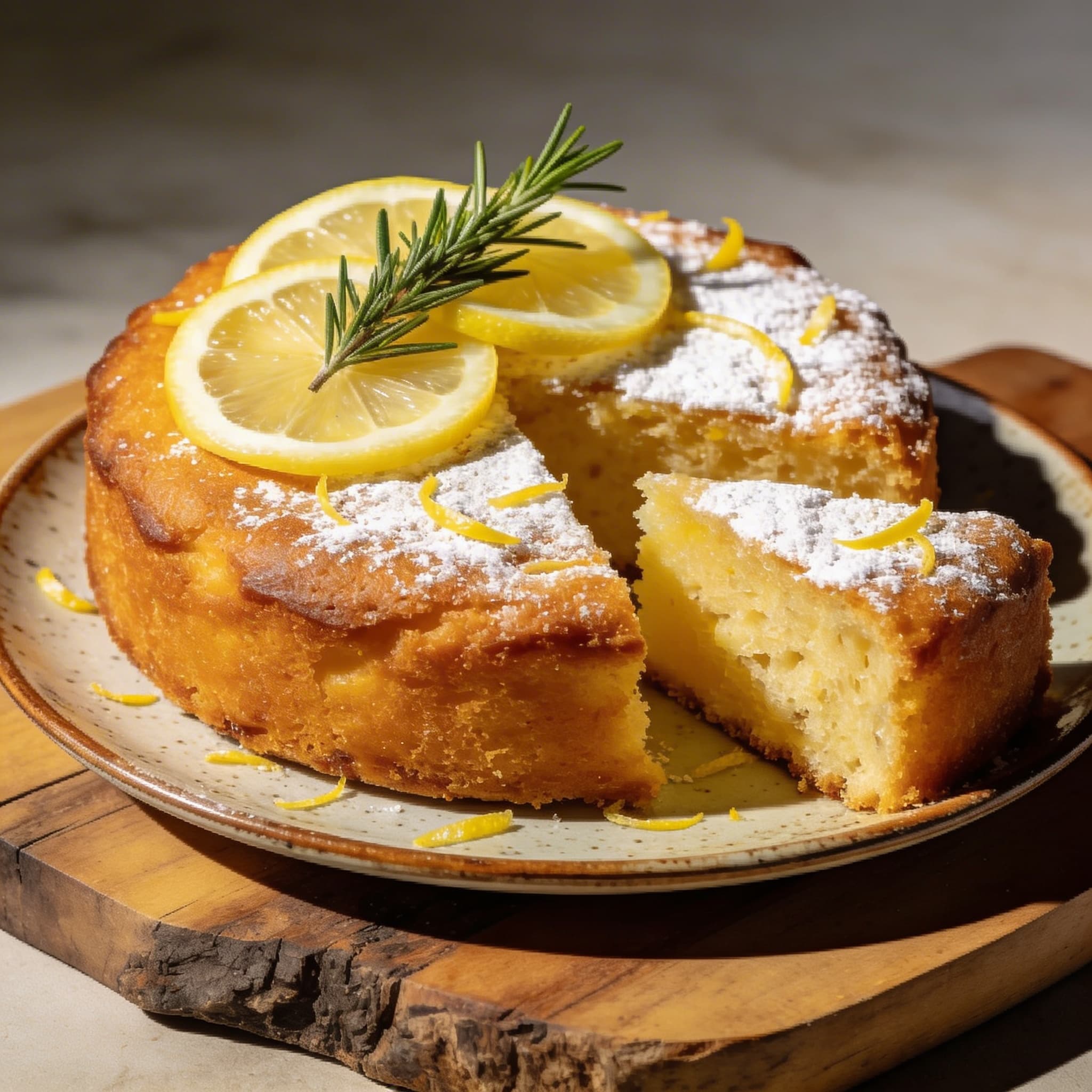 Zesty Rosemary & Olive Oil Polenta Cake