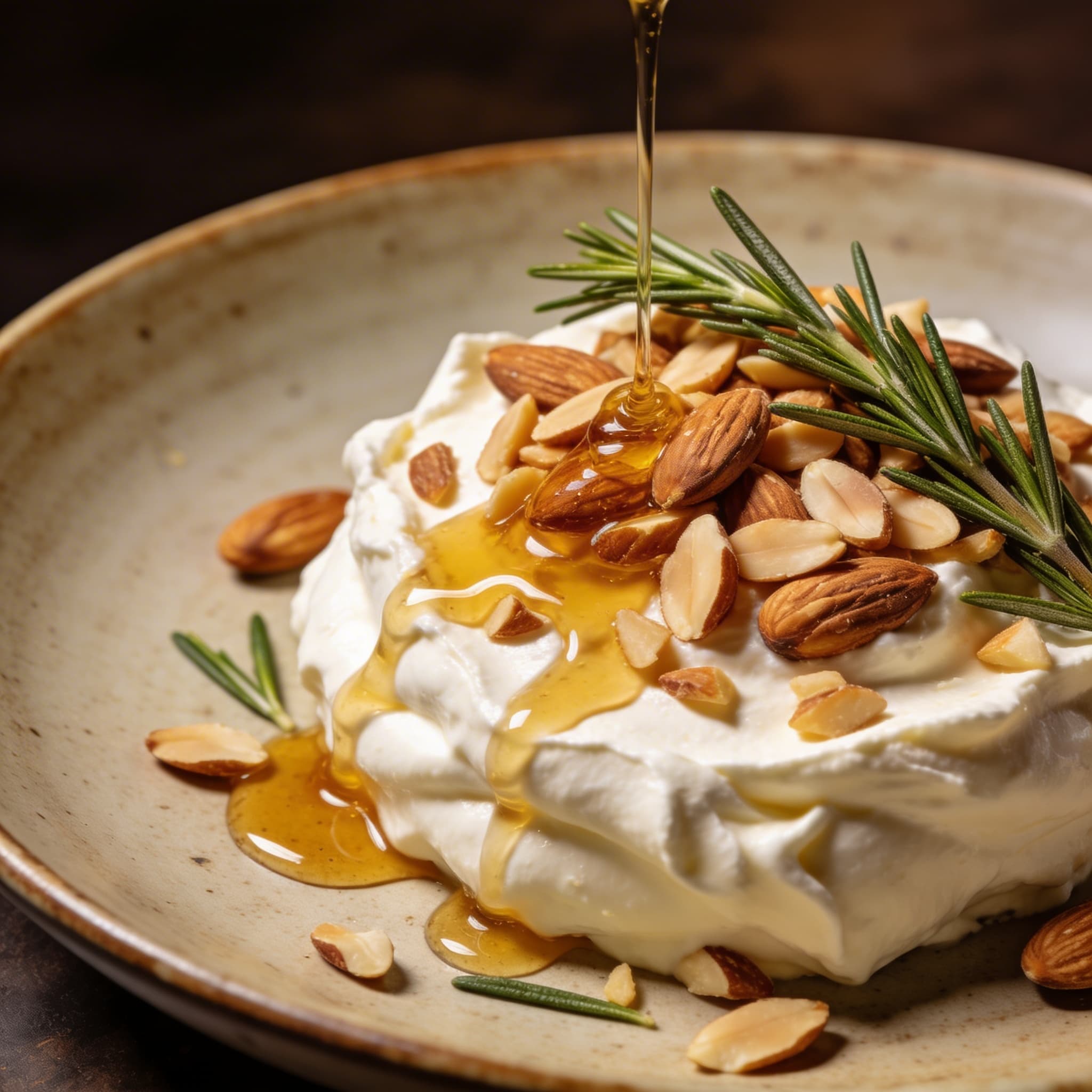 Whipped Goat Cheese with Rosemary Honey & Marcona Almonds