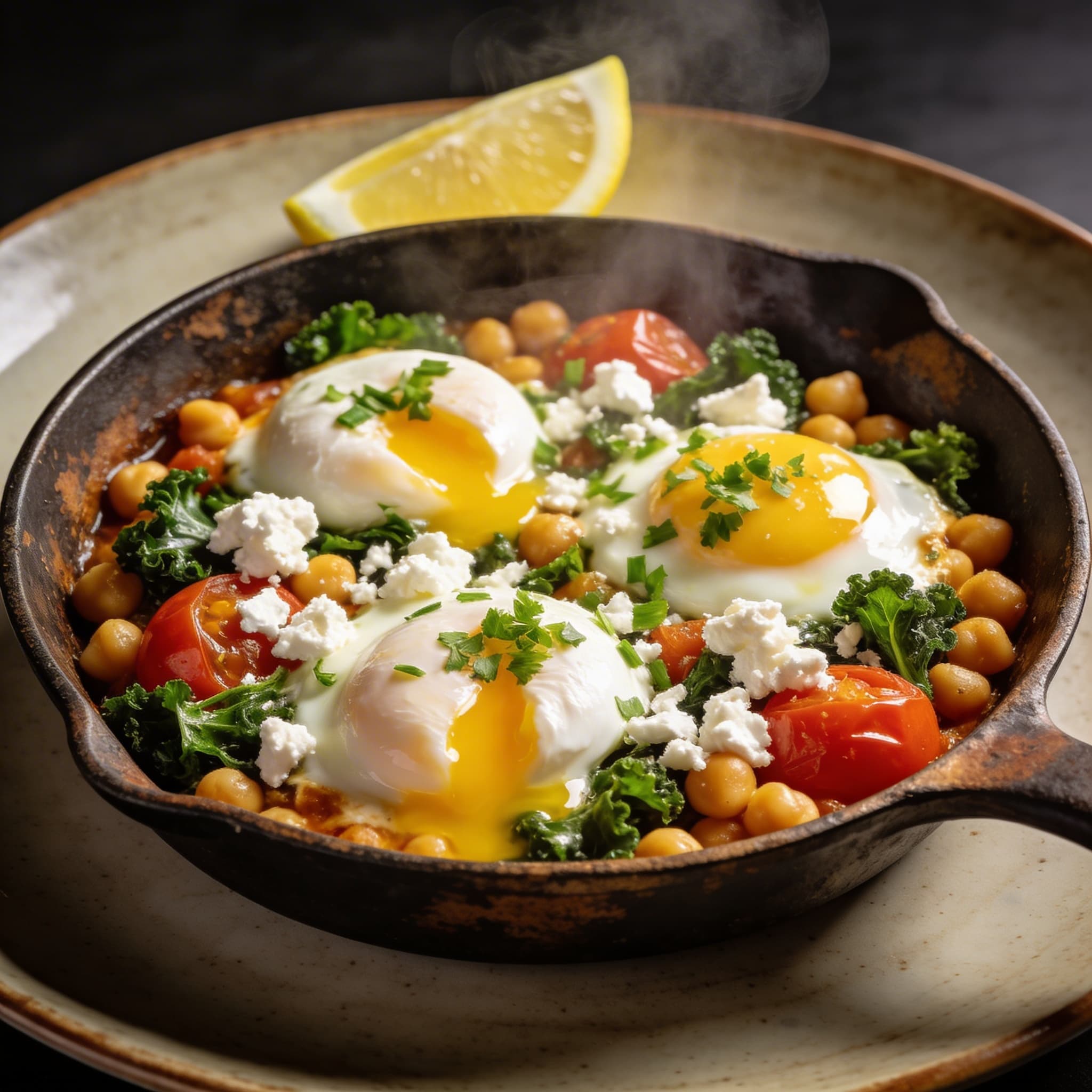 Mediterranean Chickpea & Kale Breakfast Skillet