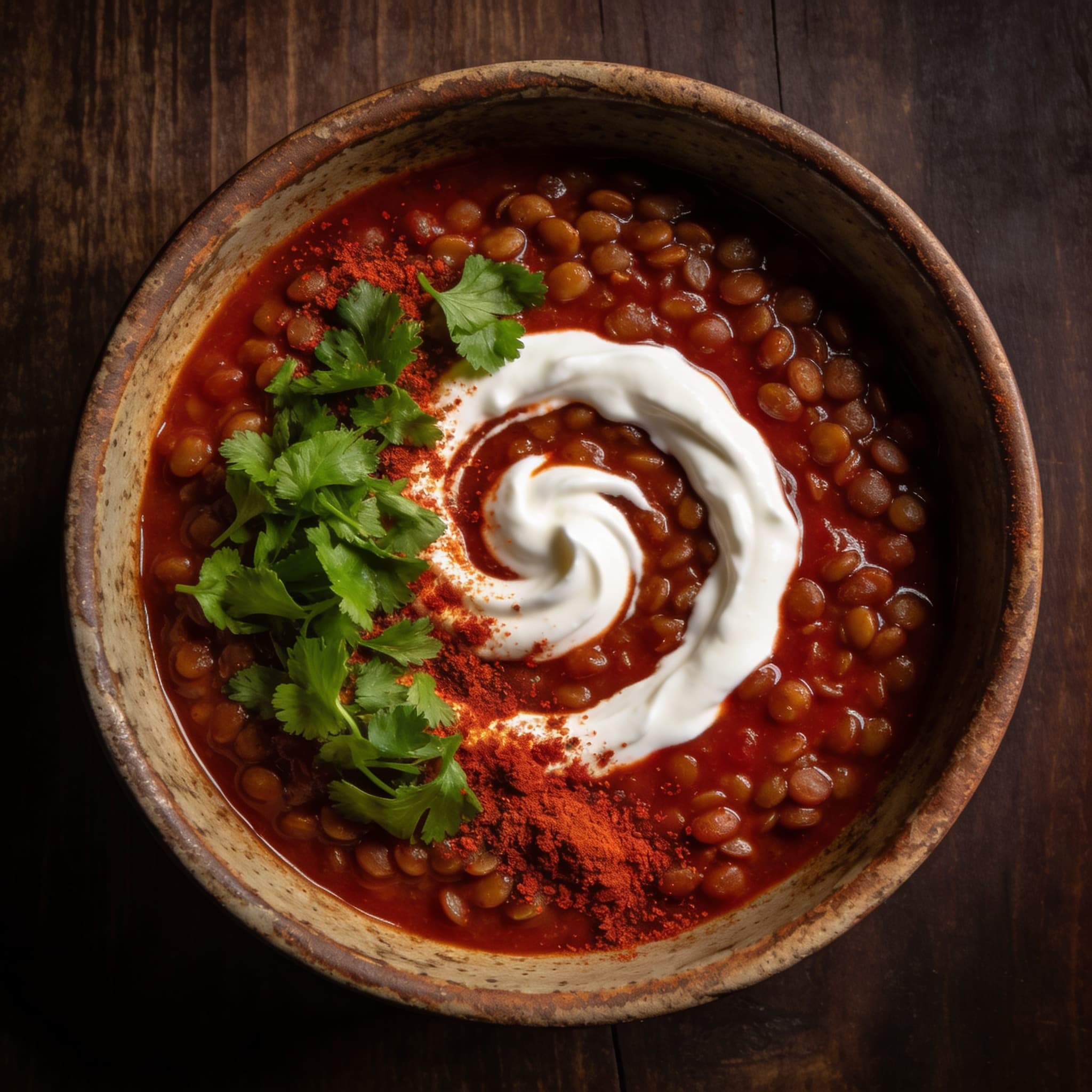 Spiced Ethiopian Red Lentil Stew with Greek Yogurt Swirl