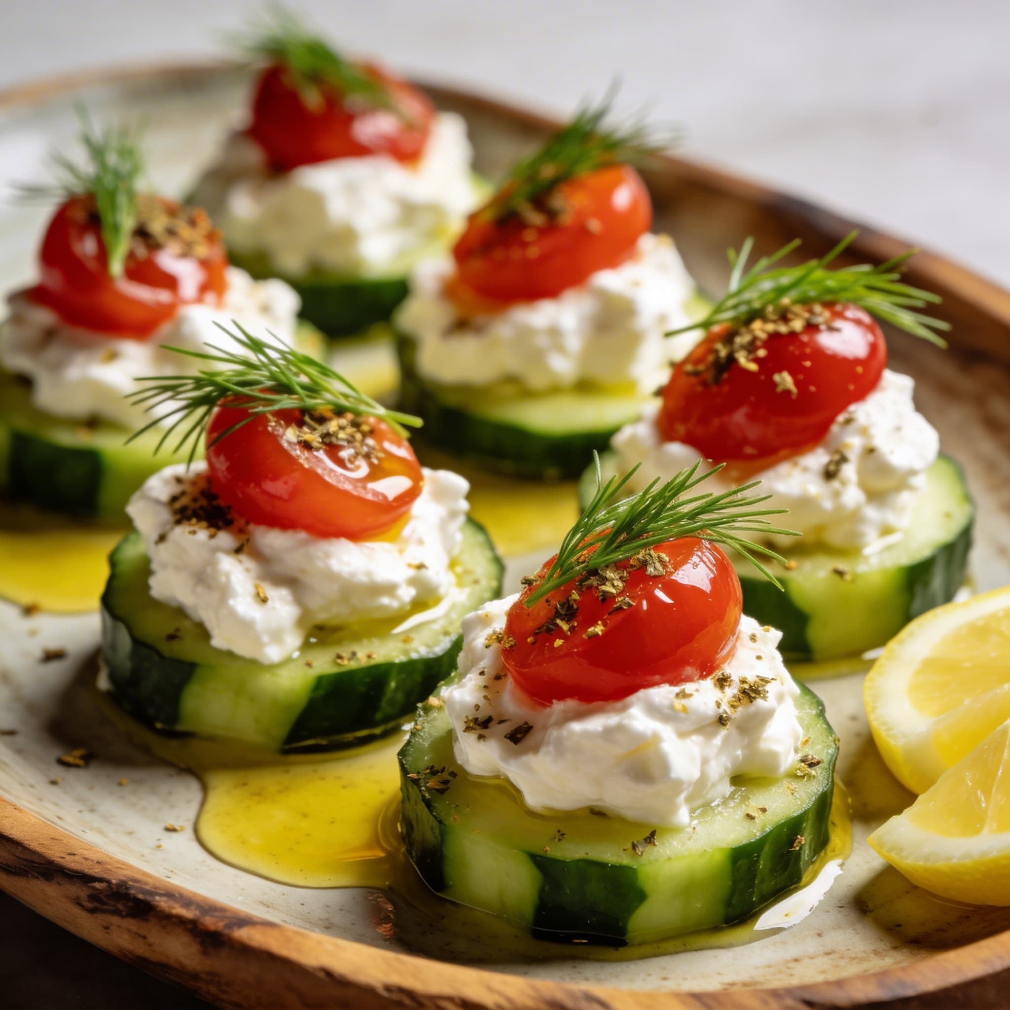 Zesty Whipped Feta Cucumber Bites