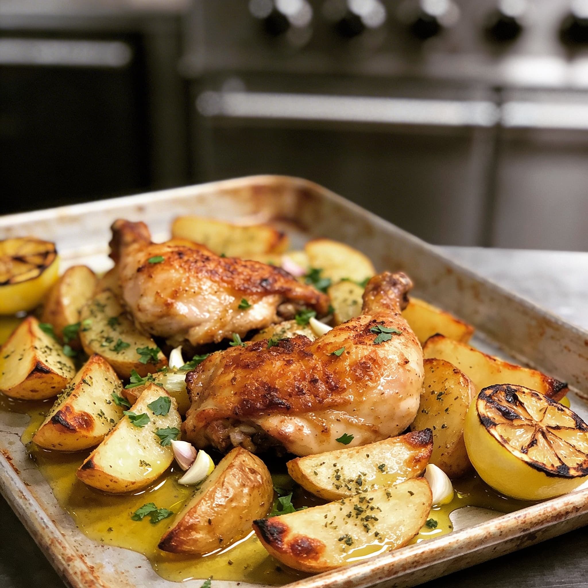 Sheet-Pan Lemon Garlic Chicken & Potatoes