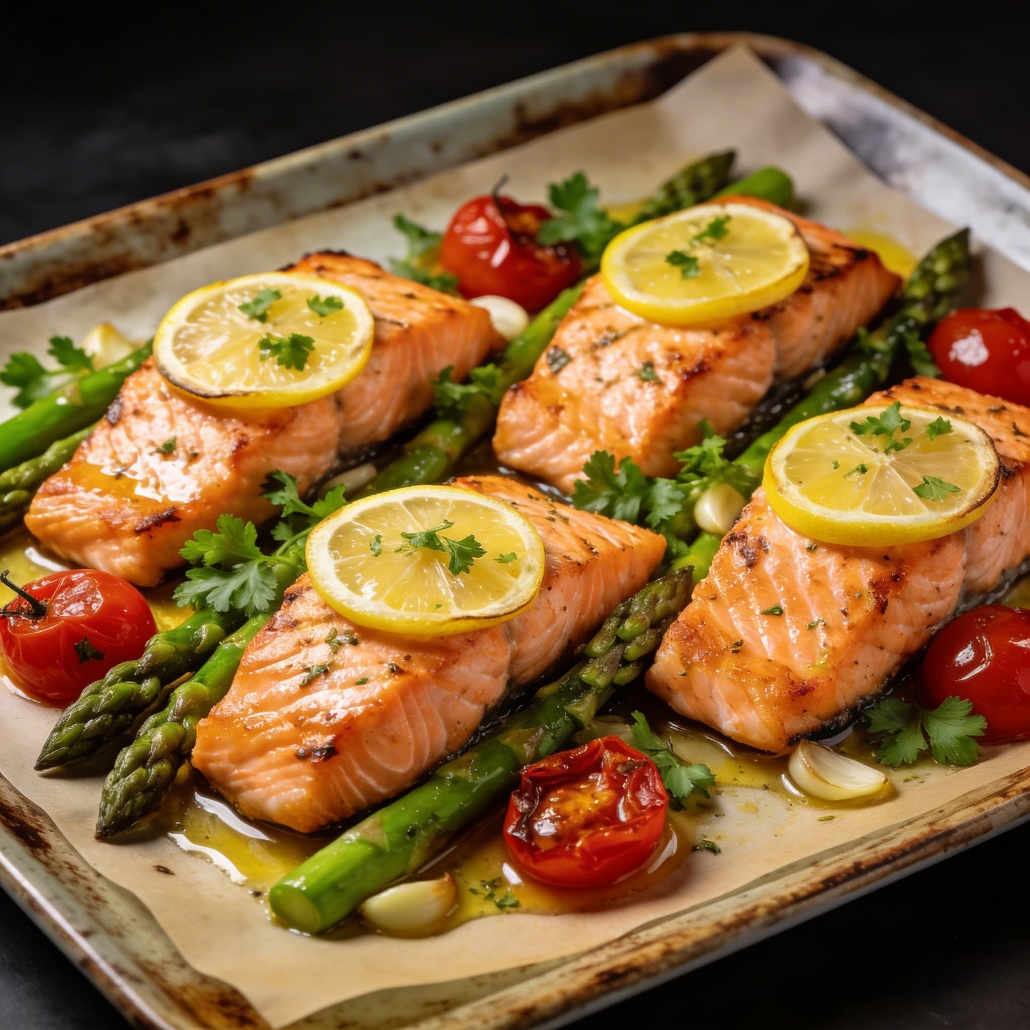 One-Pan Zesty Lemon Garlic Salmon & Asparagus