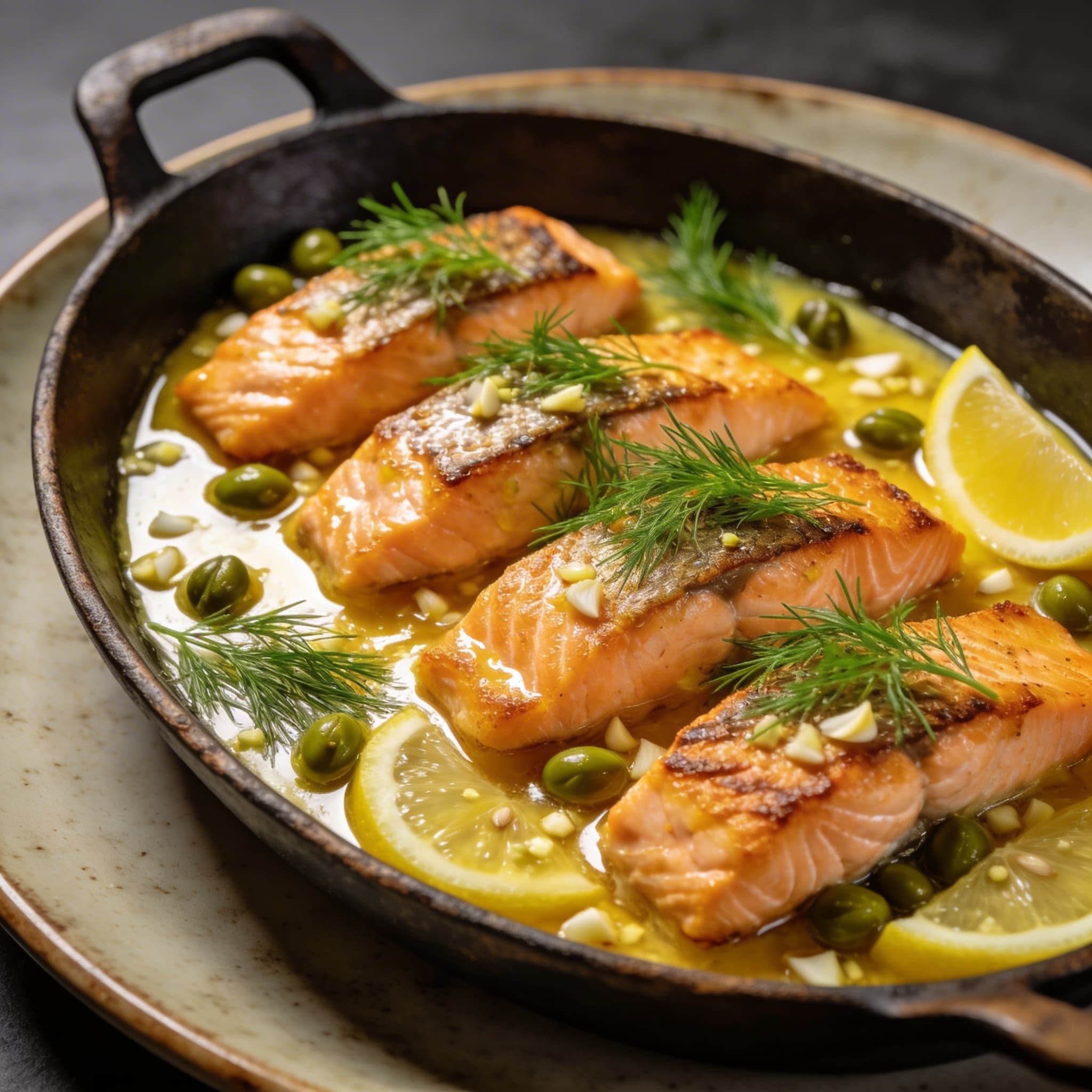 Crispy Mediterranean Salmon with Lemon-Caper Butter Sauce