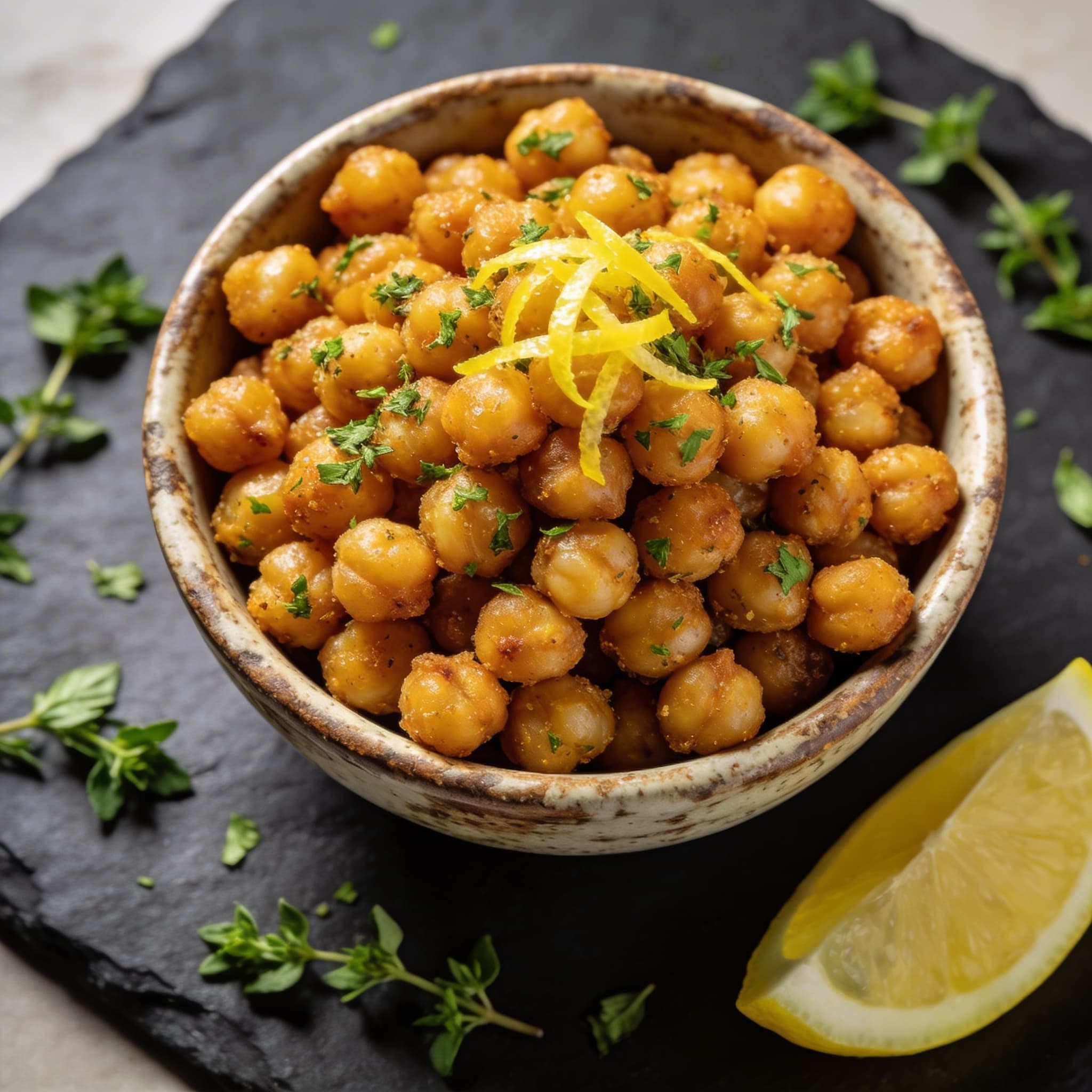 Crispy Zesty Herb-Roasted Chickpeas
