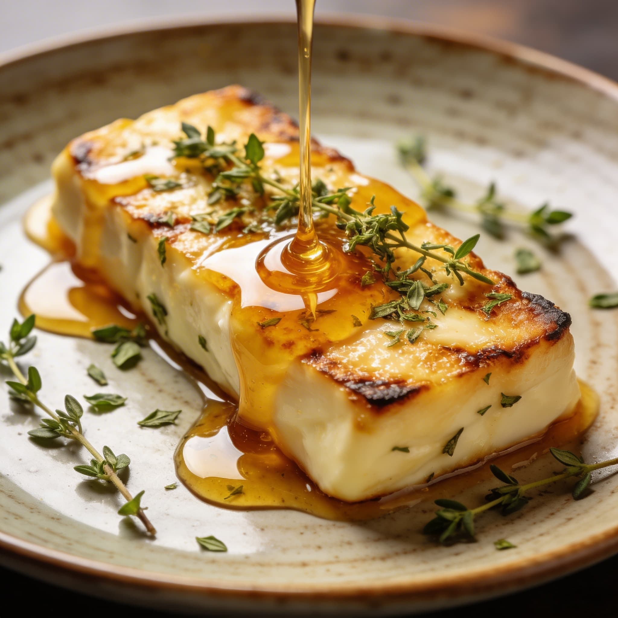 Golden Seared Halloumi with Zesty Honey & Oregano