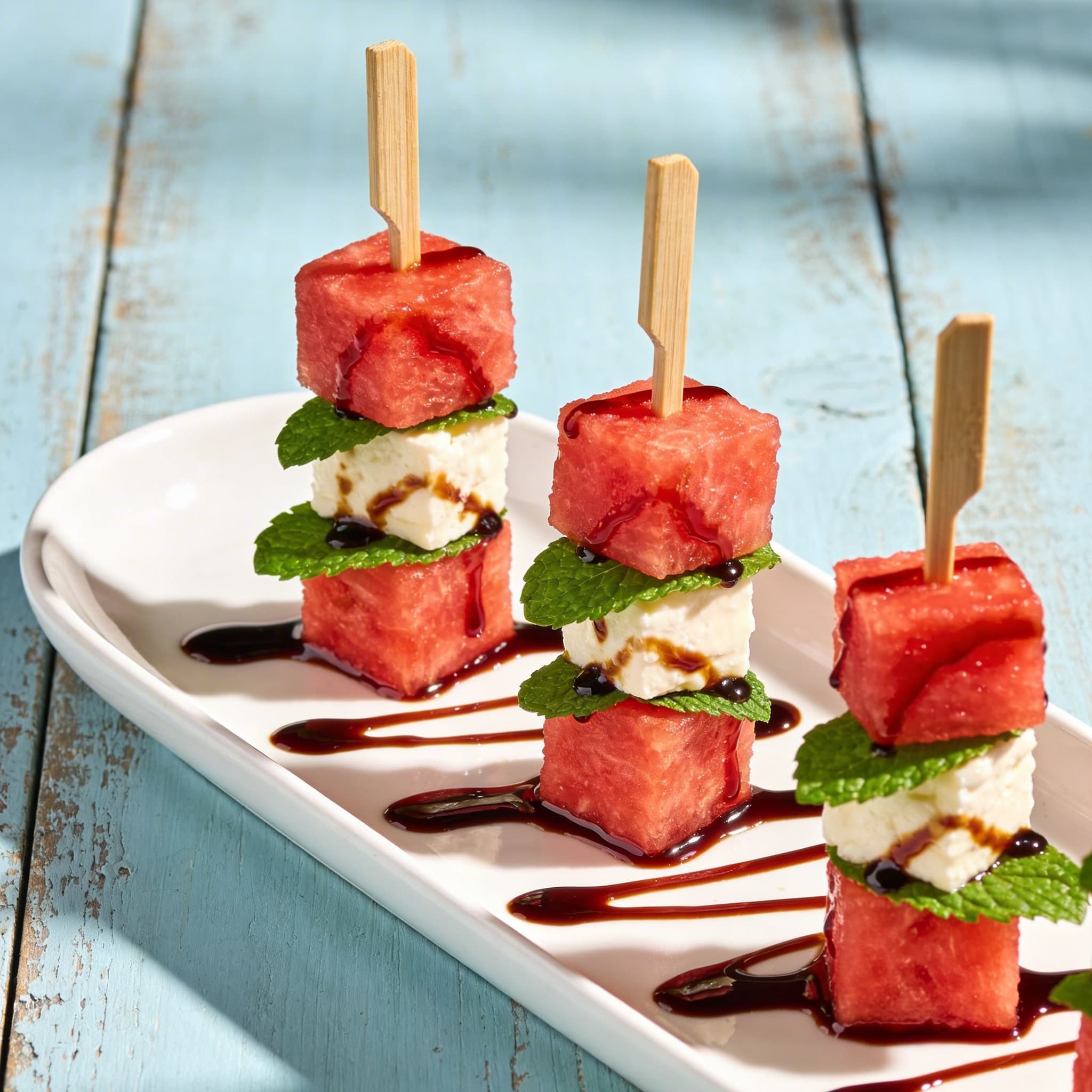Watermelon & Feta Mint Skewers