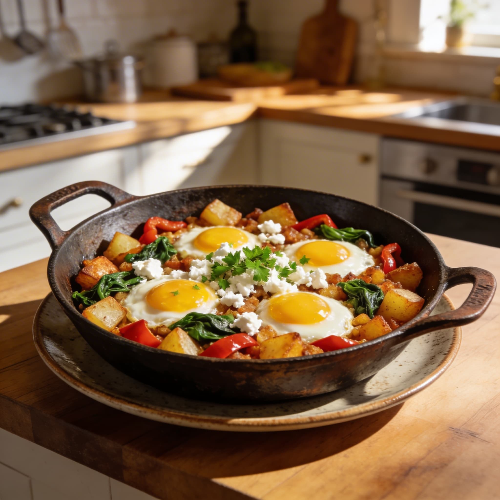Sun-Drenched Mediterranean Potato & Egg Hash