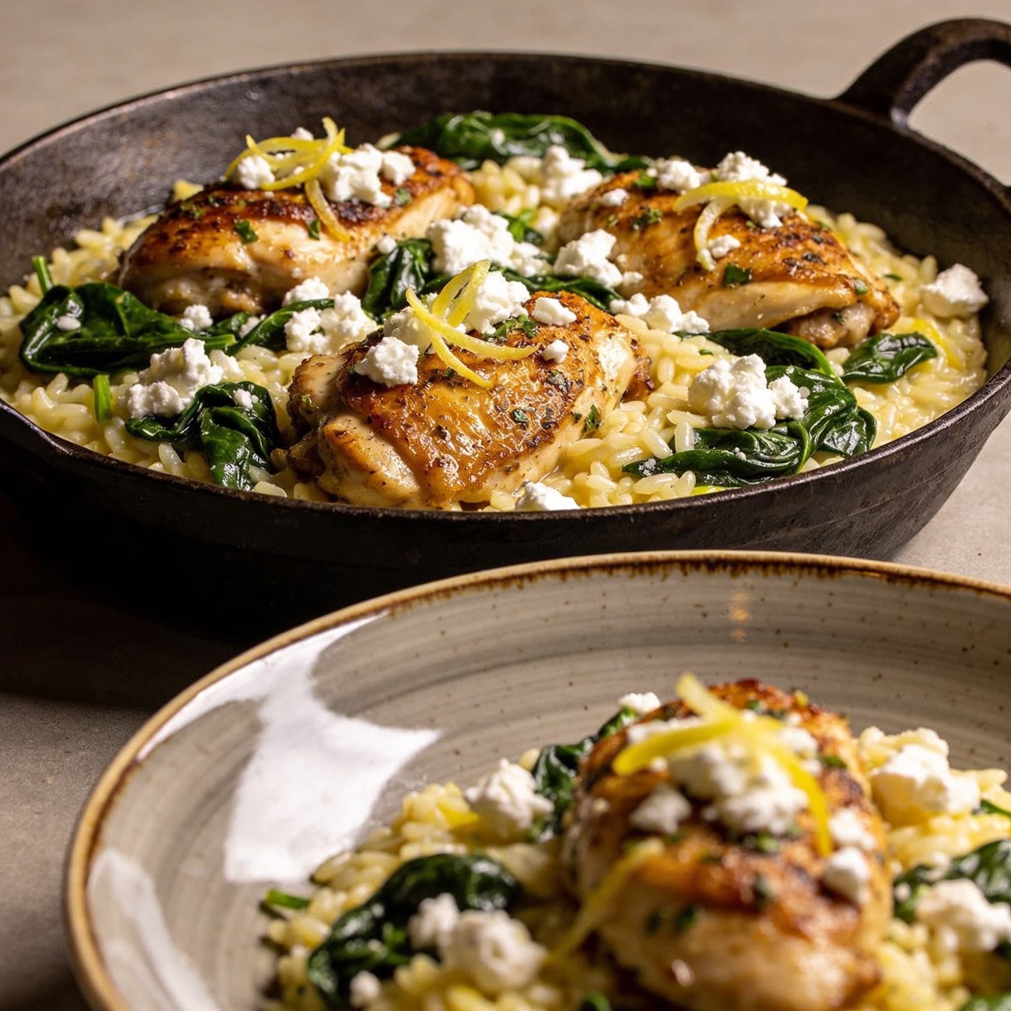 One-Pan Lemon Chicken & Orzo Skillet