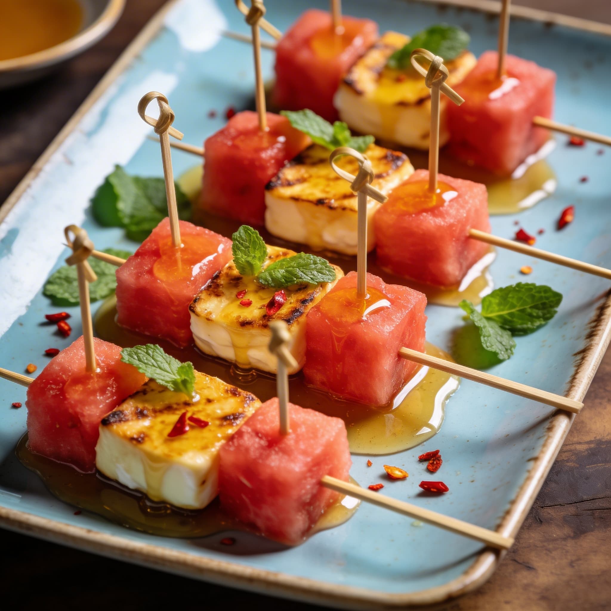 Zesty Seared Halloumi & Watermelon Bites
