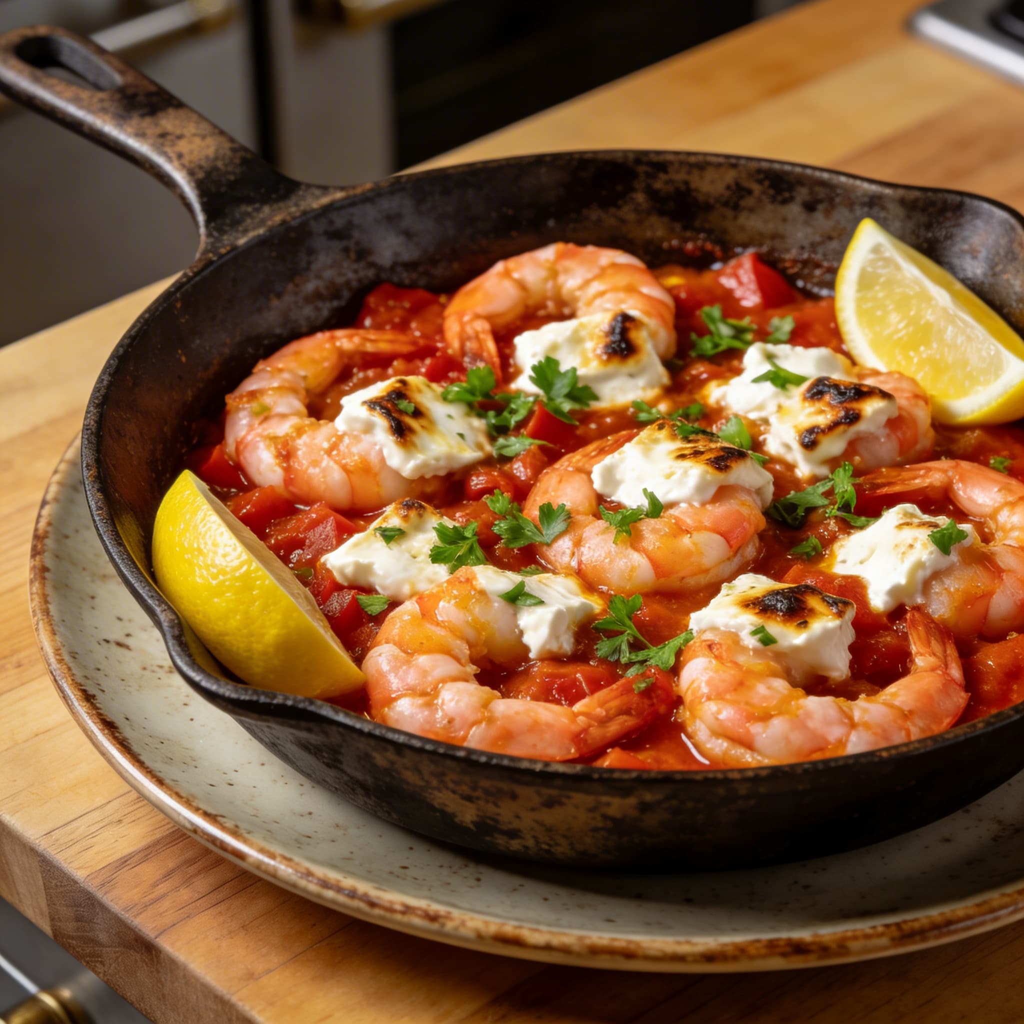 One-Pan Zesty Mediterranean Shrimp Saganaki