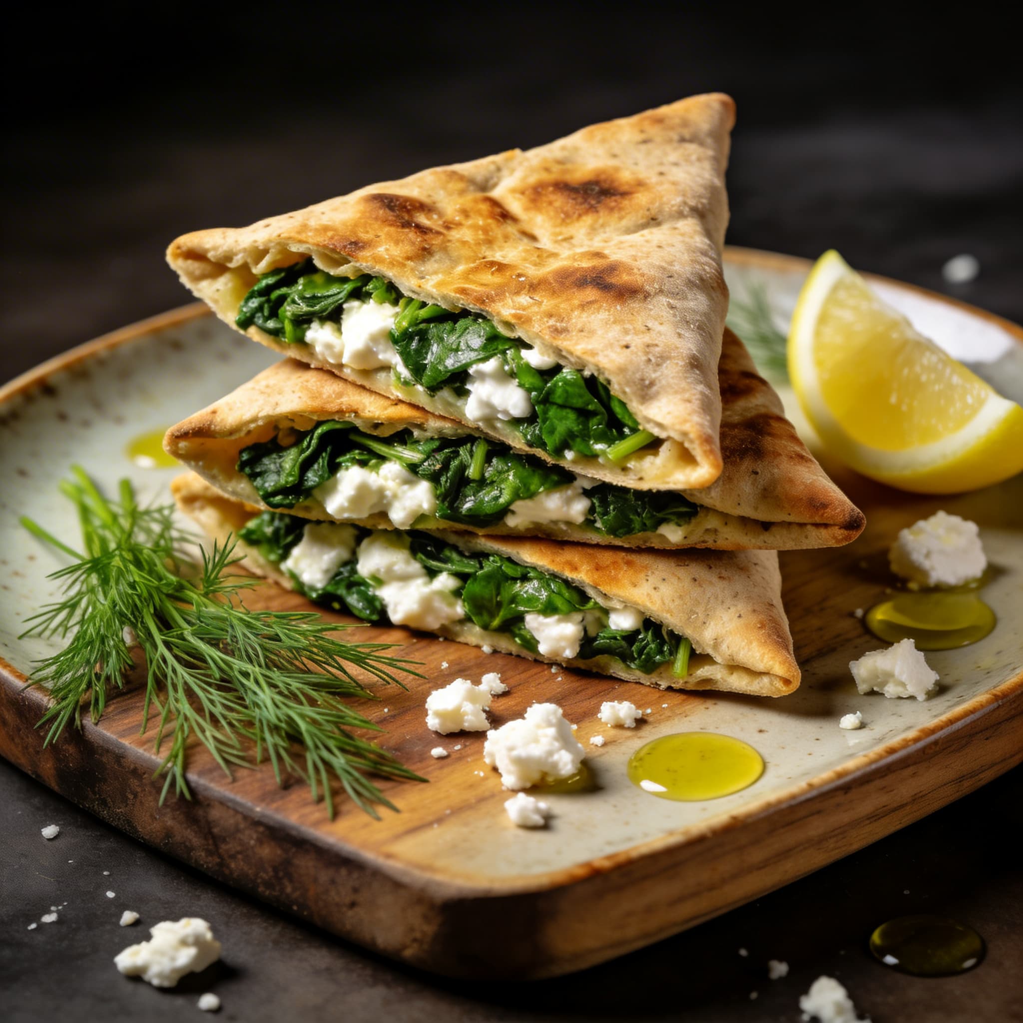 Crispy Spinach & Feta Pita Toasts