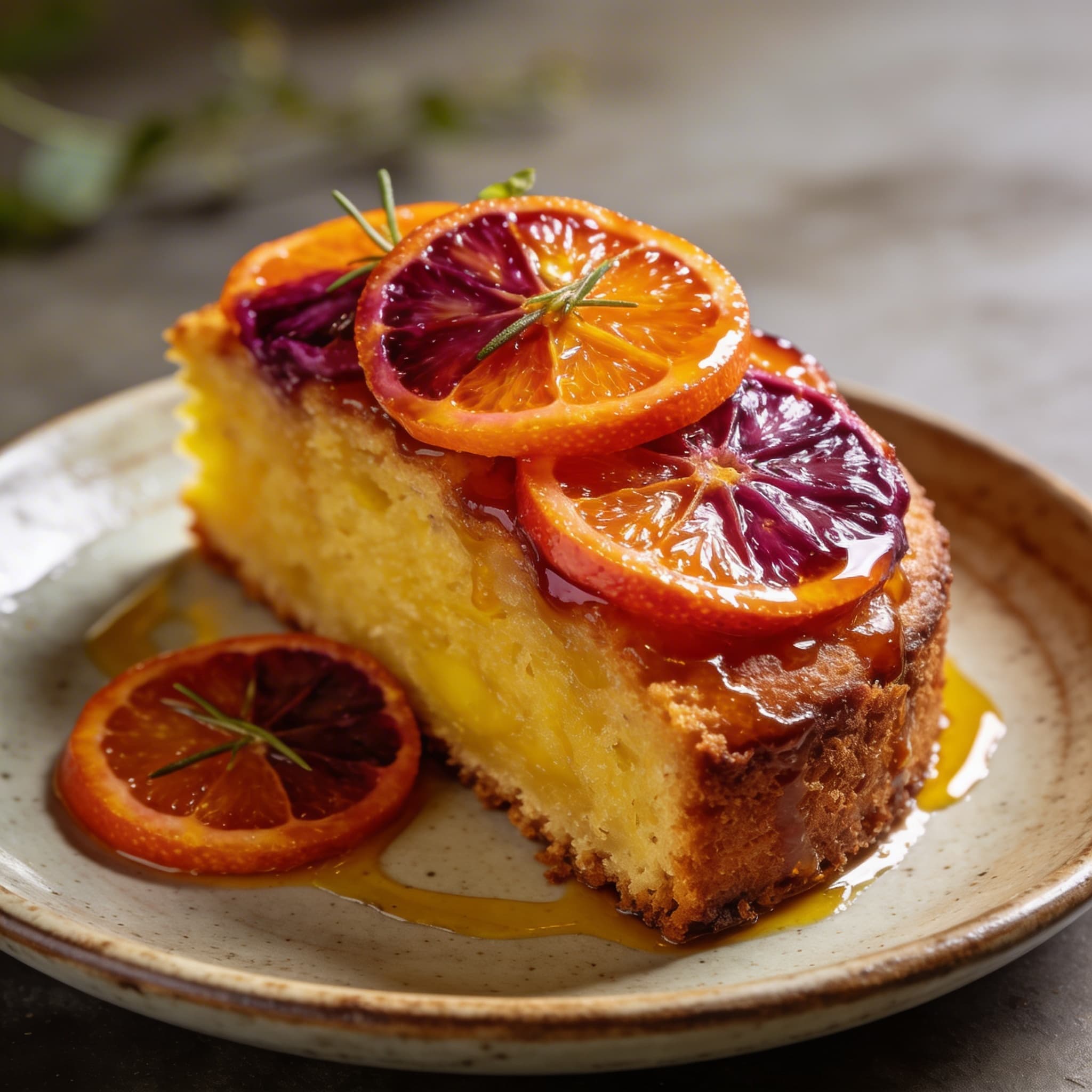 Blood Orange & Almond Olive Oil Upside-Down Cake