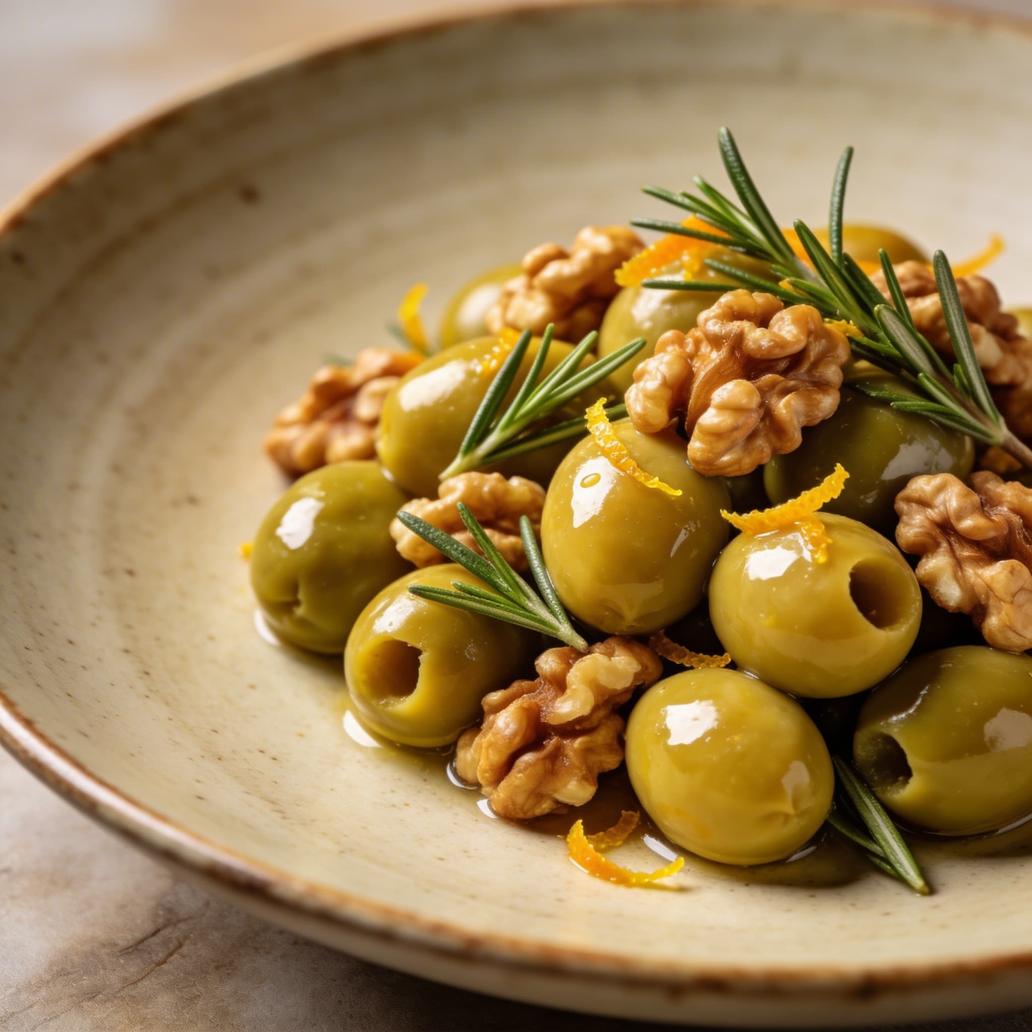 Smacked Citrus & Rosemary Warm Olives
