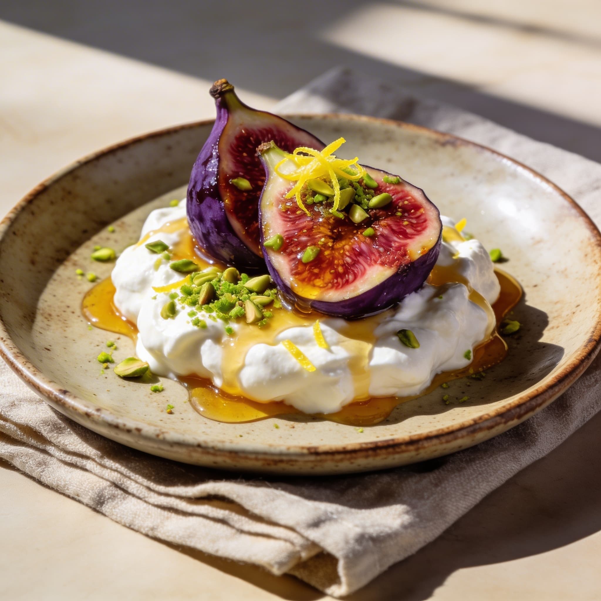 Honey-Seared Figs with Whipped Ricotta Cloud