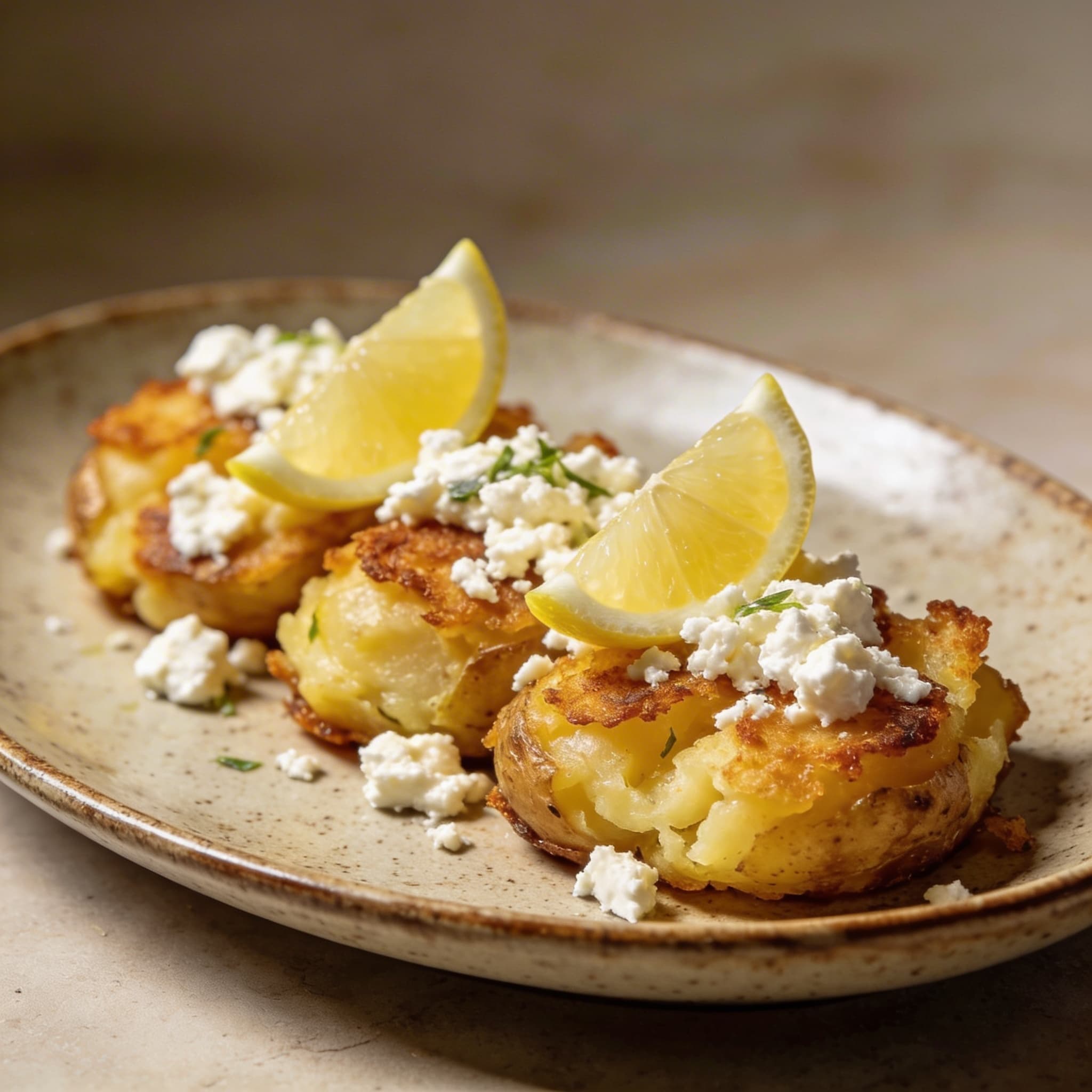 Crispy Lemon & Feta Smashed Potatoes