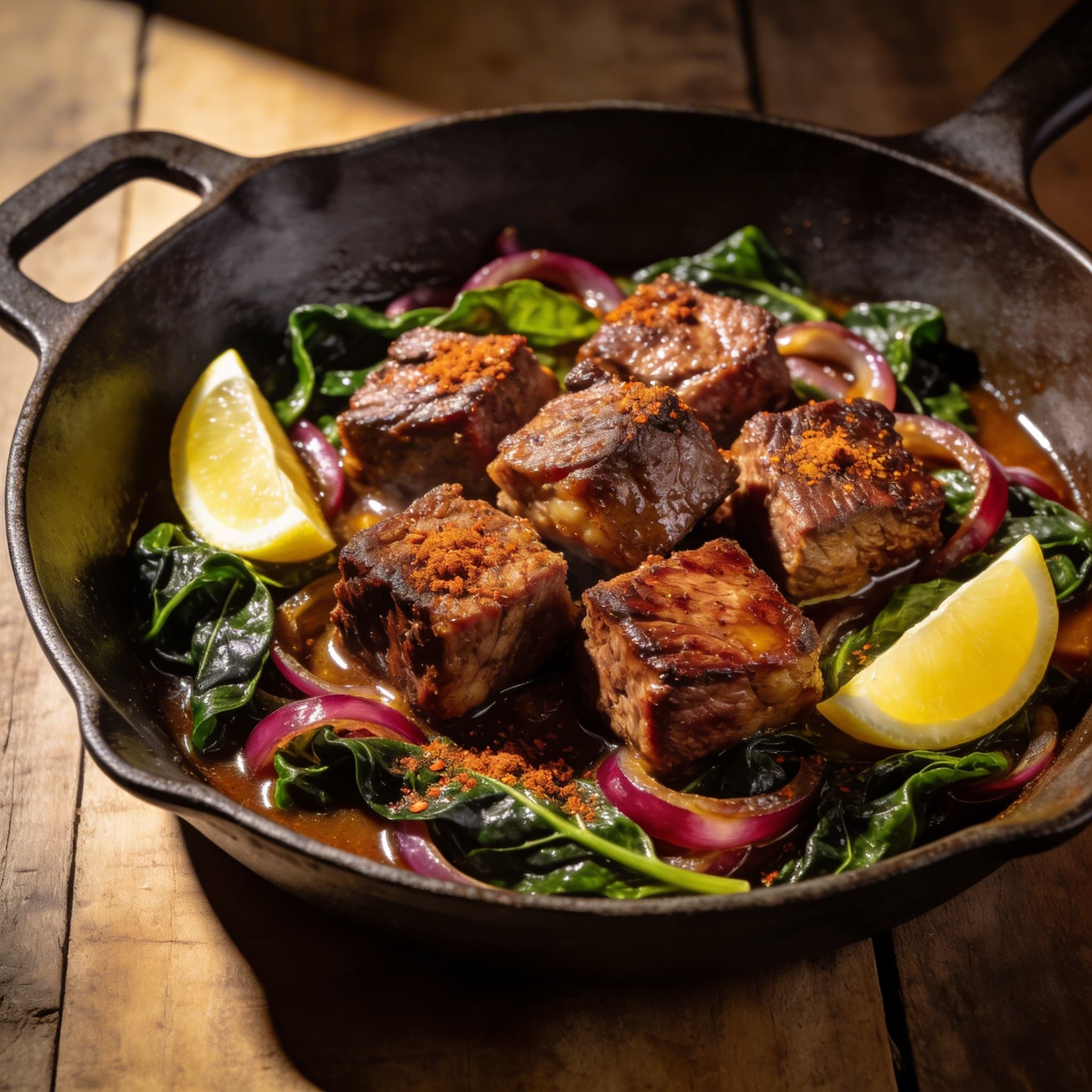 Berbere-Spiced Lamb Tibs with Collard Greens