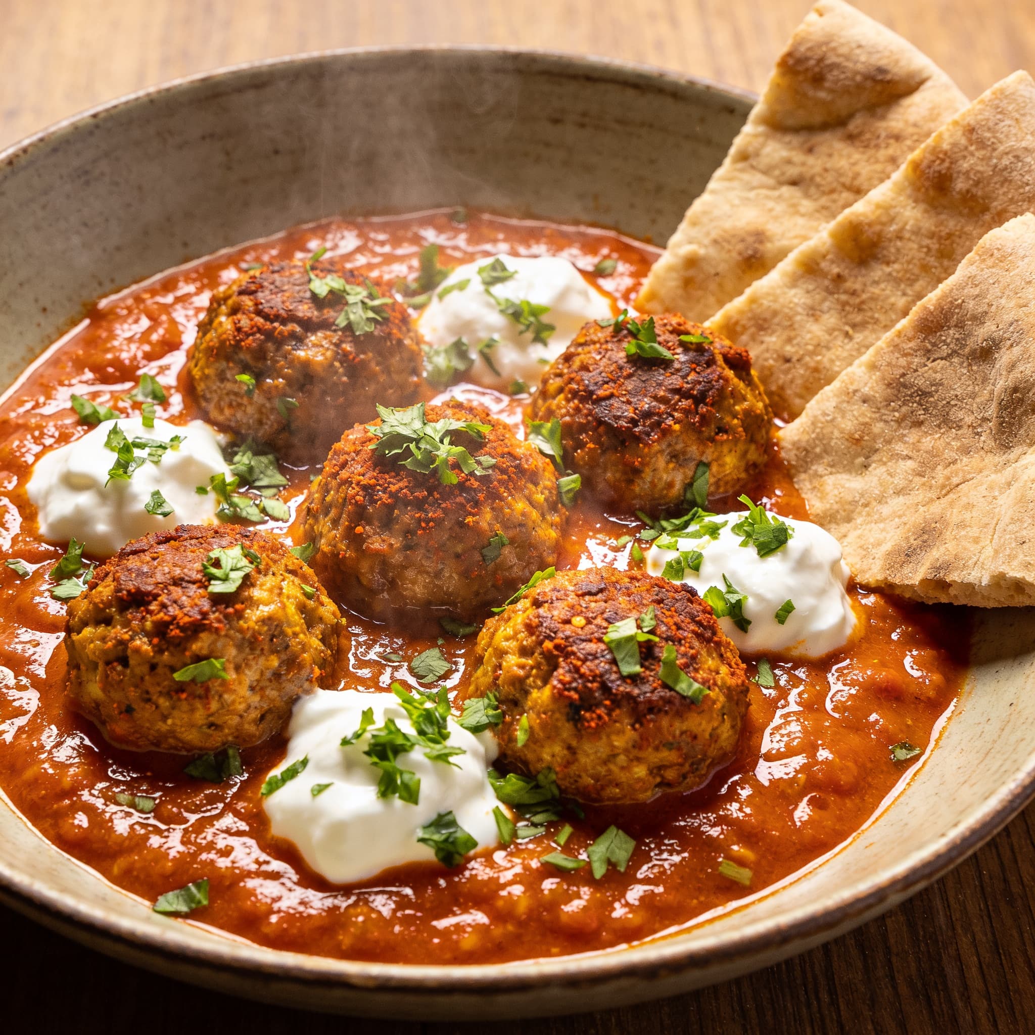 Berbere Spiced Meatballs in Zesty Tomato Sauce