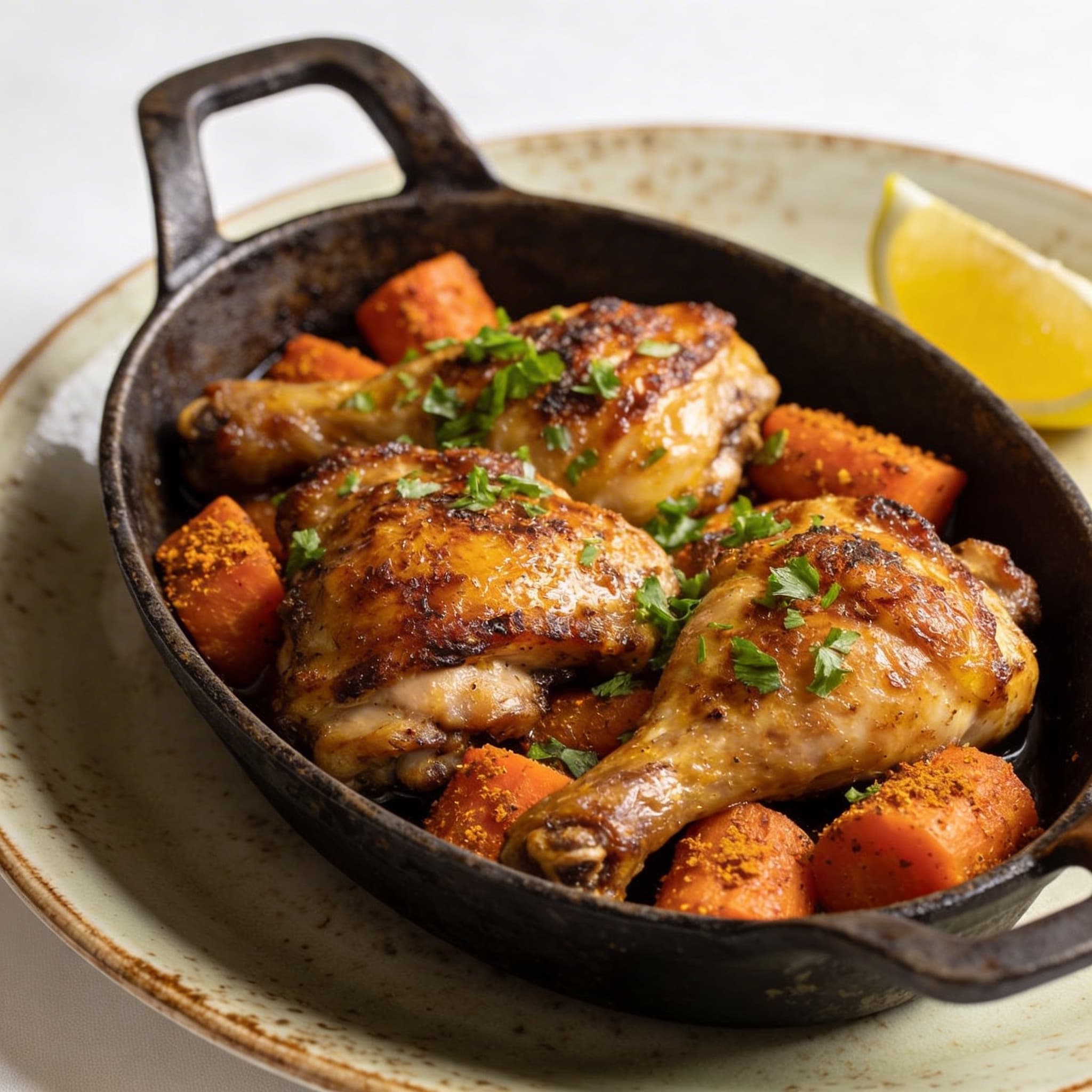Aromatic Roasted Chicken & Spiced Carrots