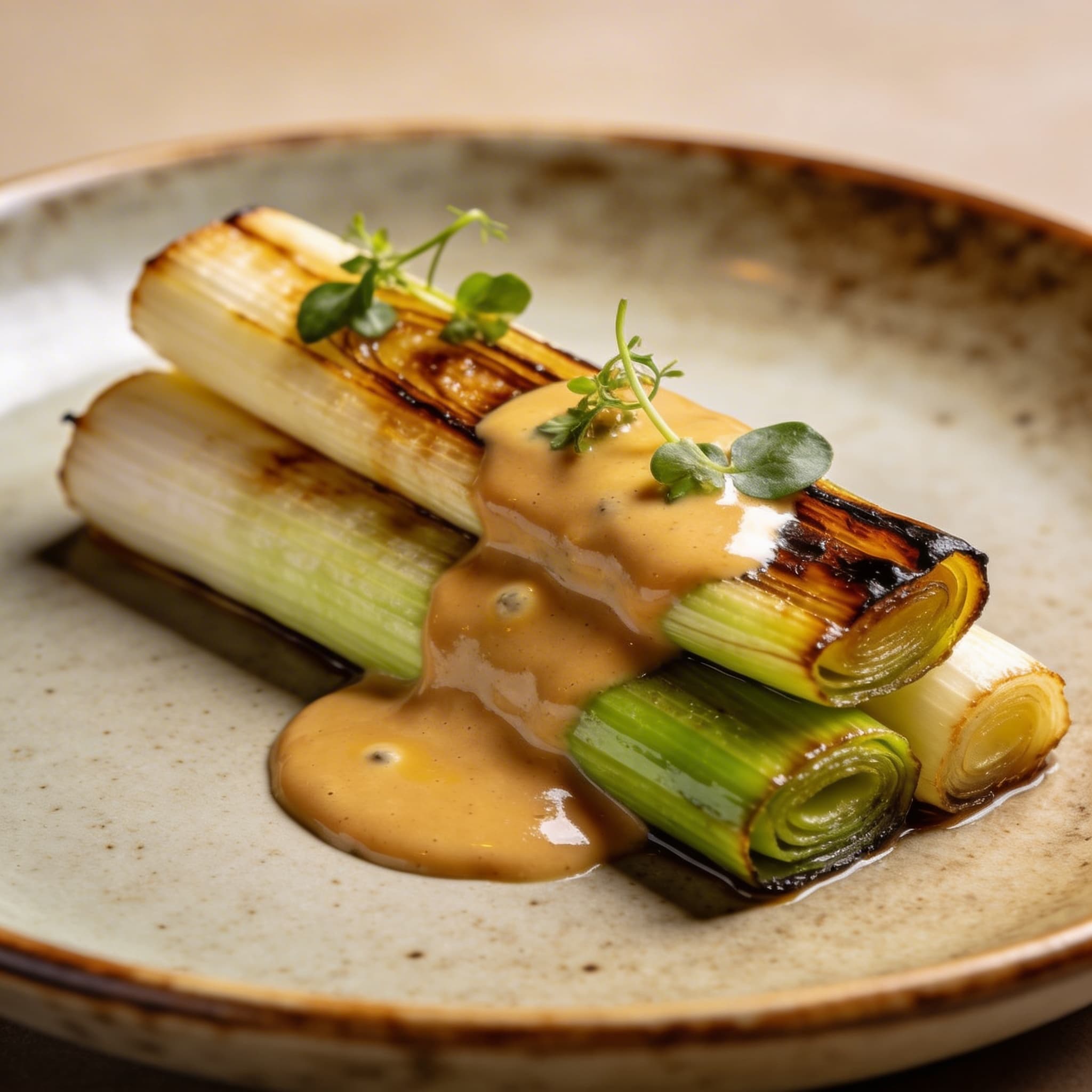 Cold-Smoked Leeks with Brown Butter Hollandaise