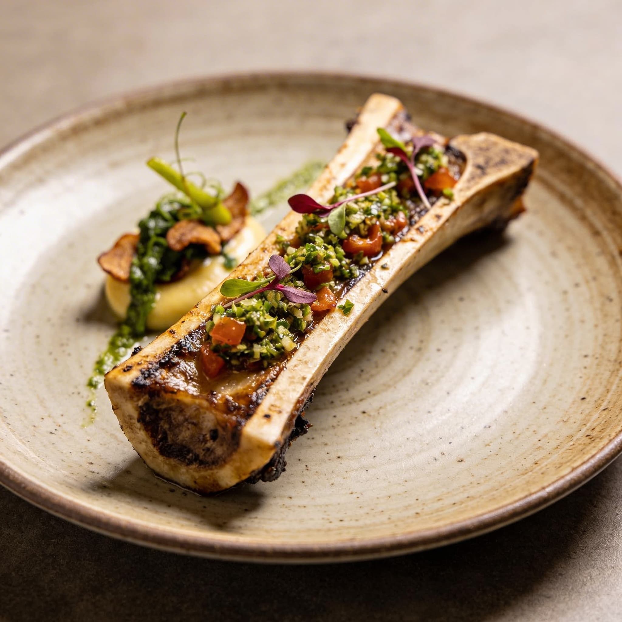 Oak-Roasted Bone Marrow with Sicilian Gremolata