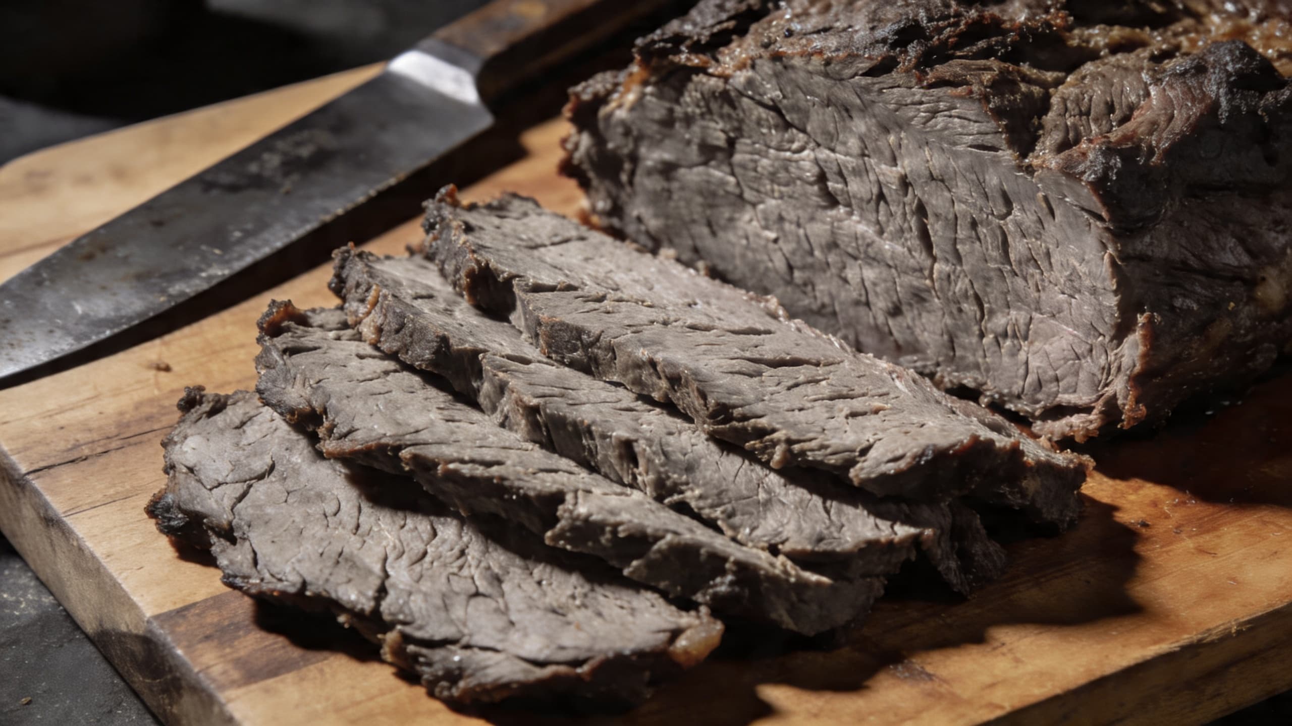 A "before" shot of a failed brisket: gray, oxidized, and devoid of any pink ring.