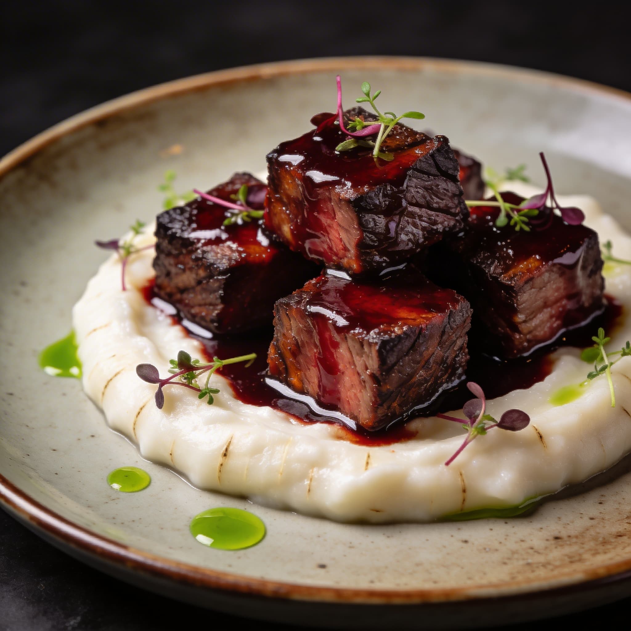 Oak-Smoked Brisket Bourguignon with Parsnip Silk