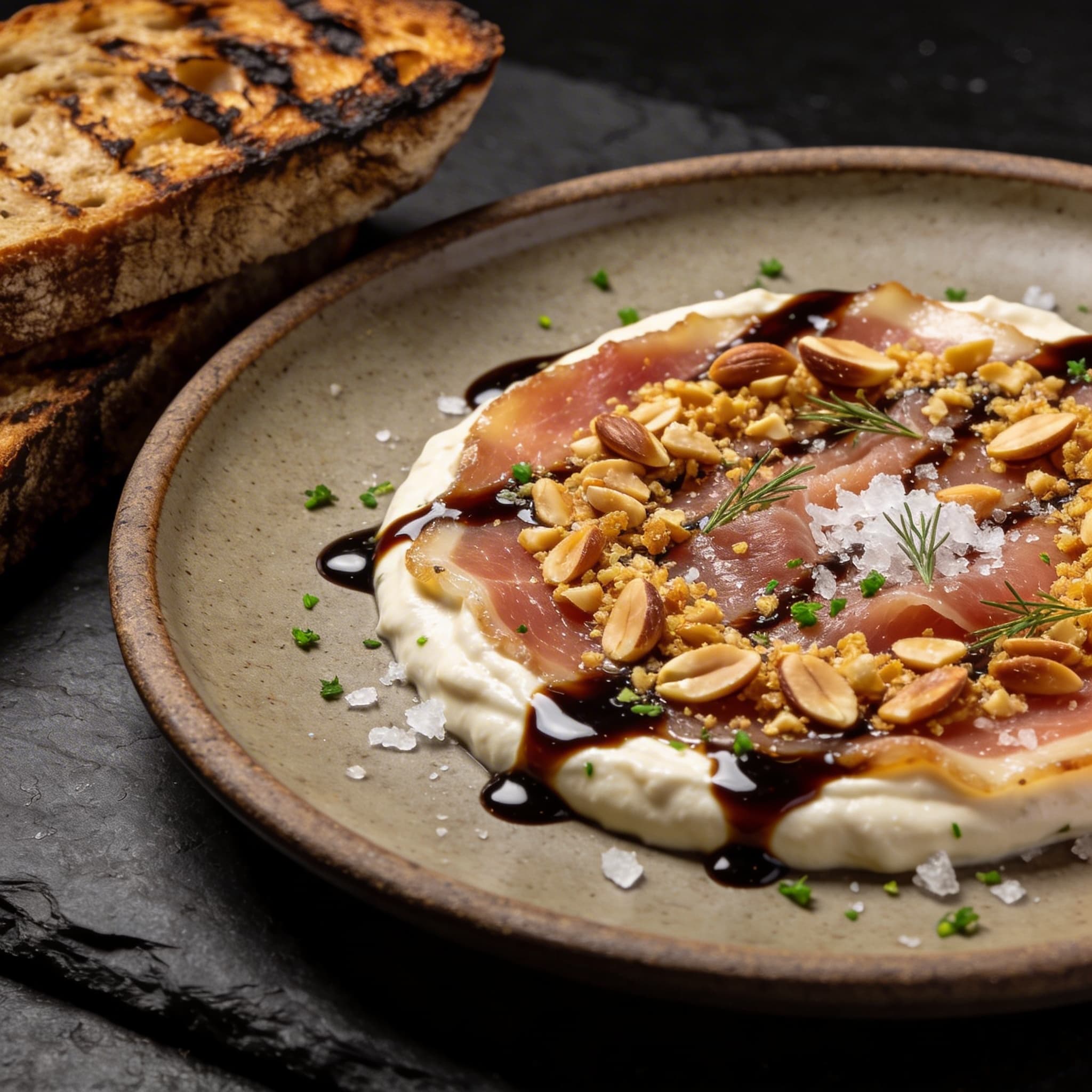 Whipped Smoked Lardo with Marcona Crunch