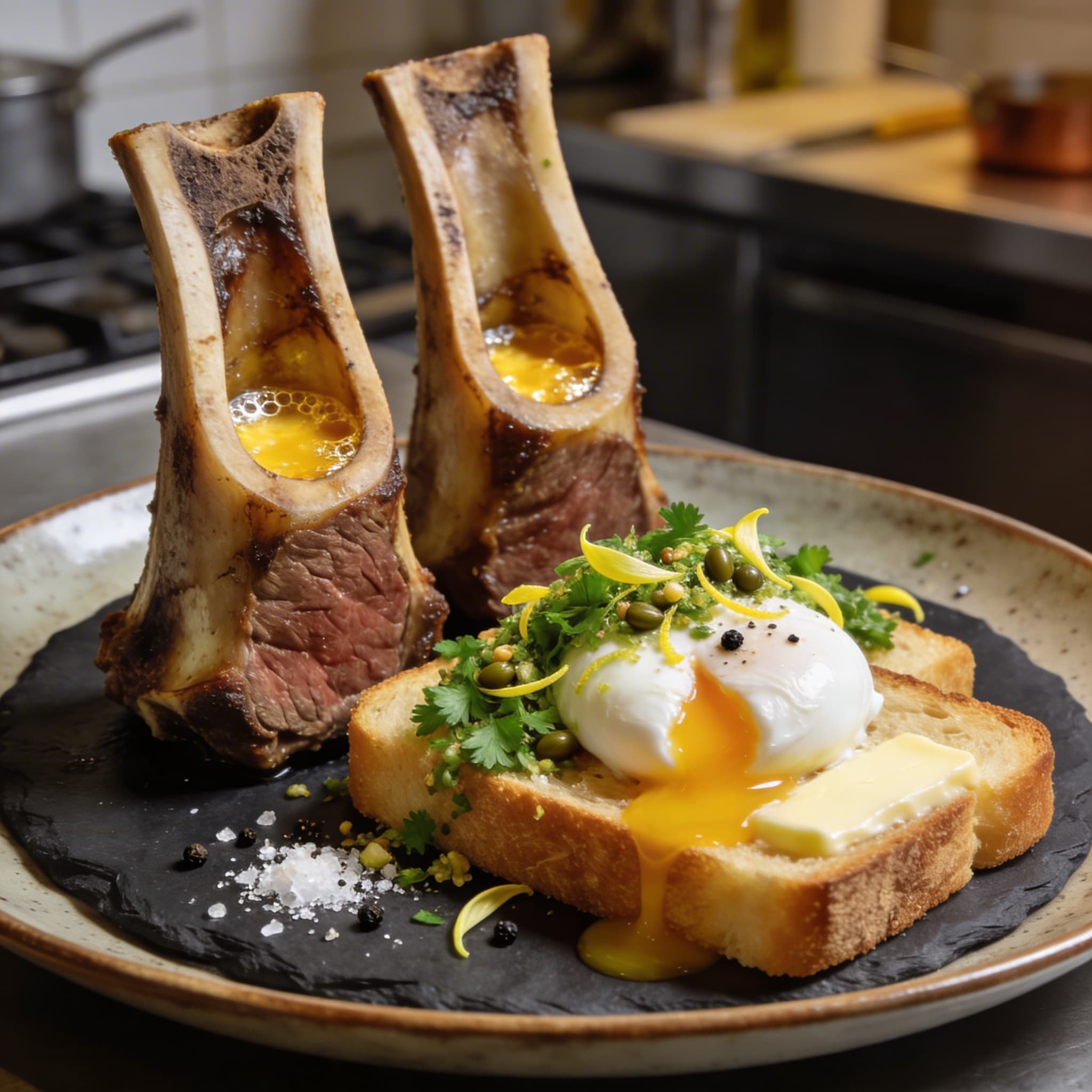 Roasted Bone Marrow & Brioche Breakfast