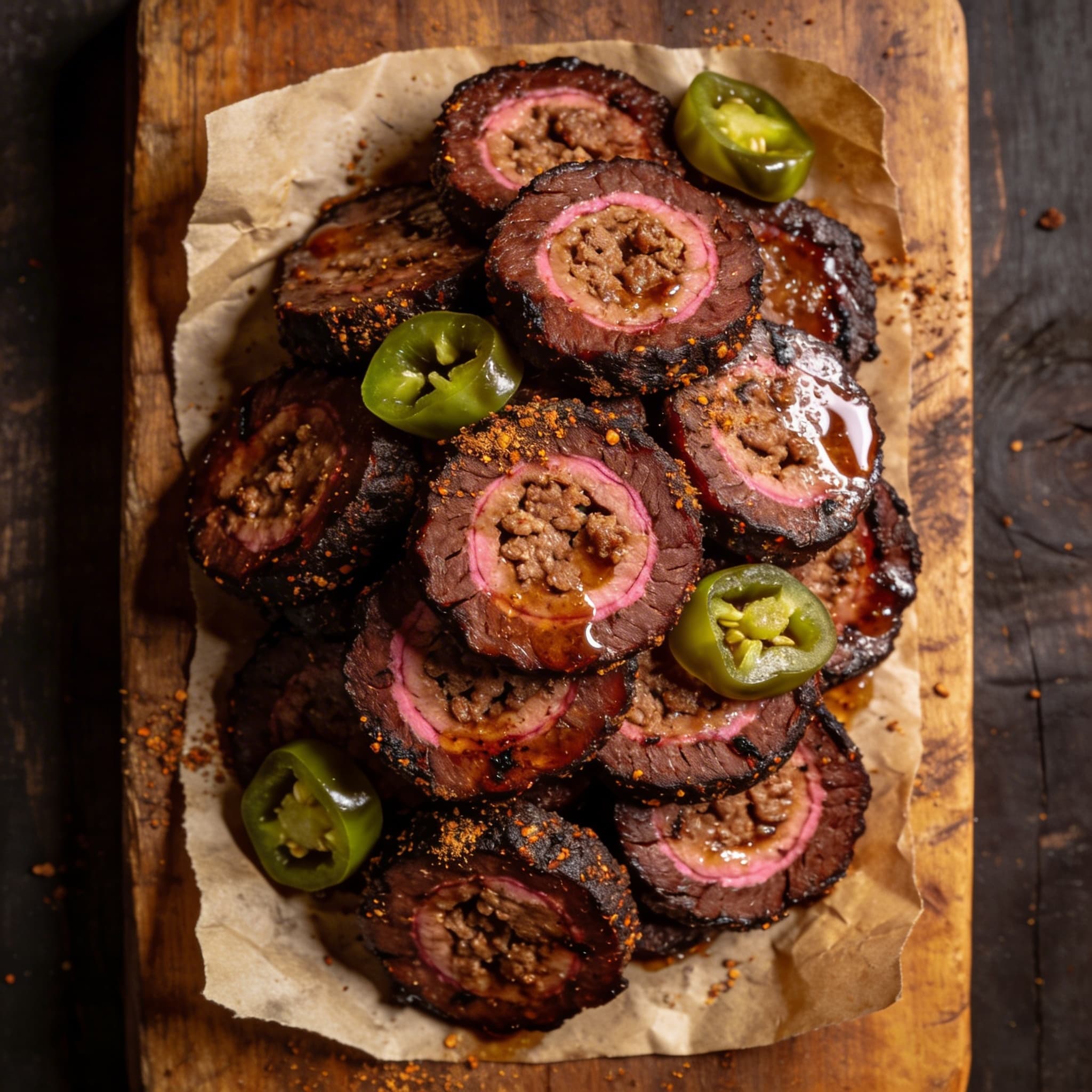 Post Oak Sausage Coins with Tangy Bark Dust