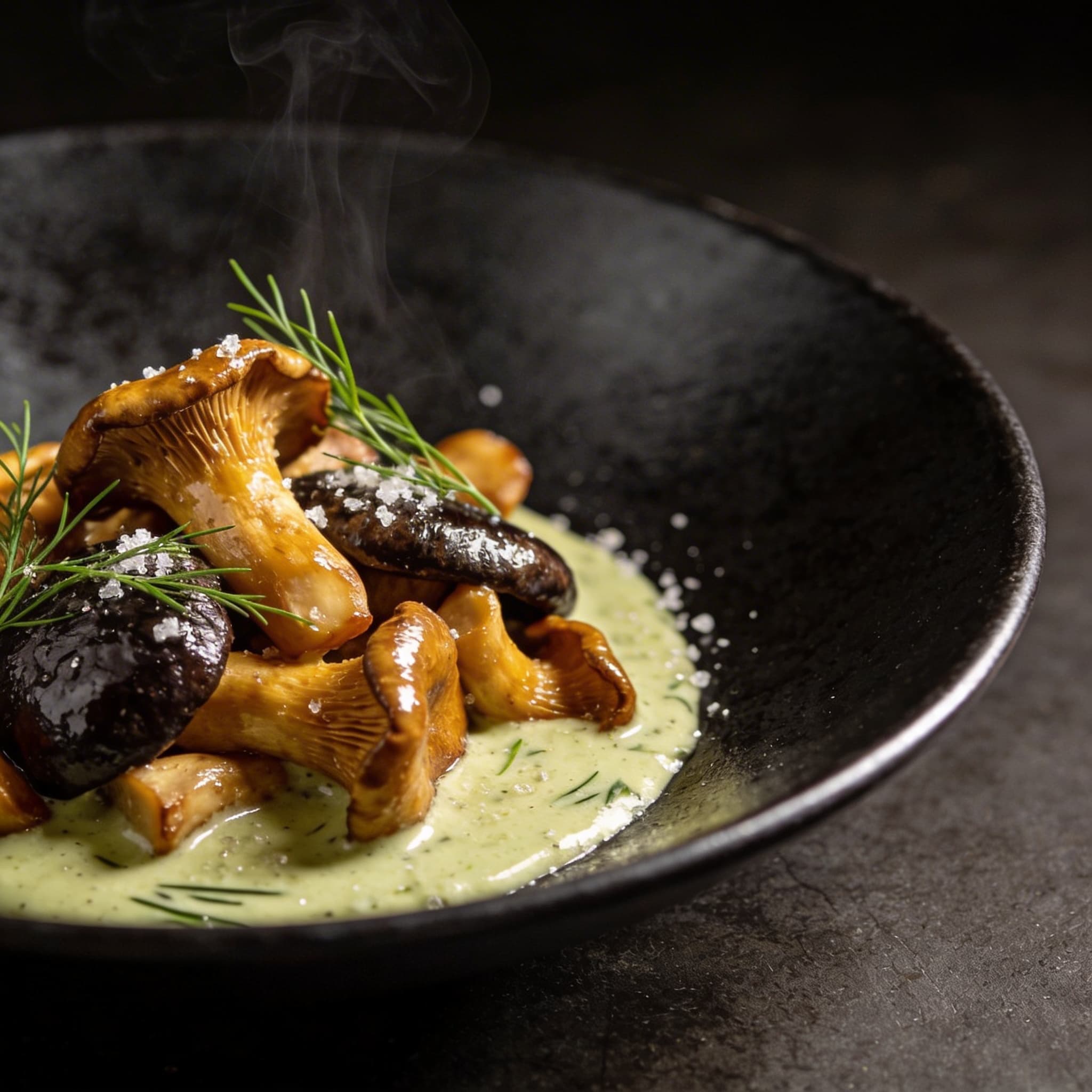 Cherry-Smoked Wild Fungi in Tarragon Emulsion