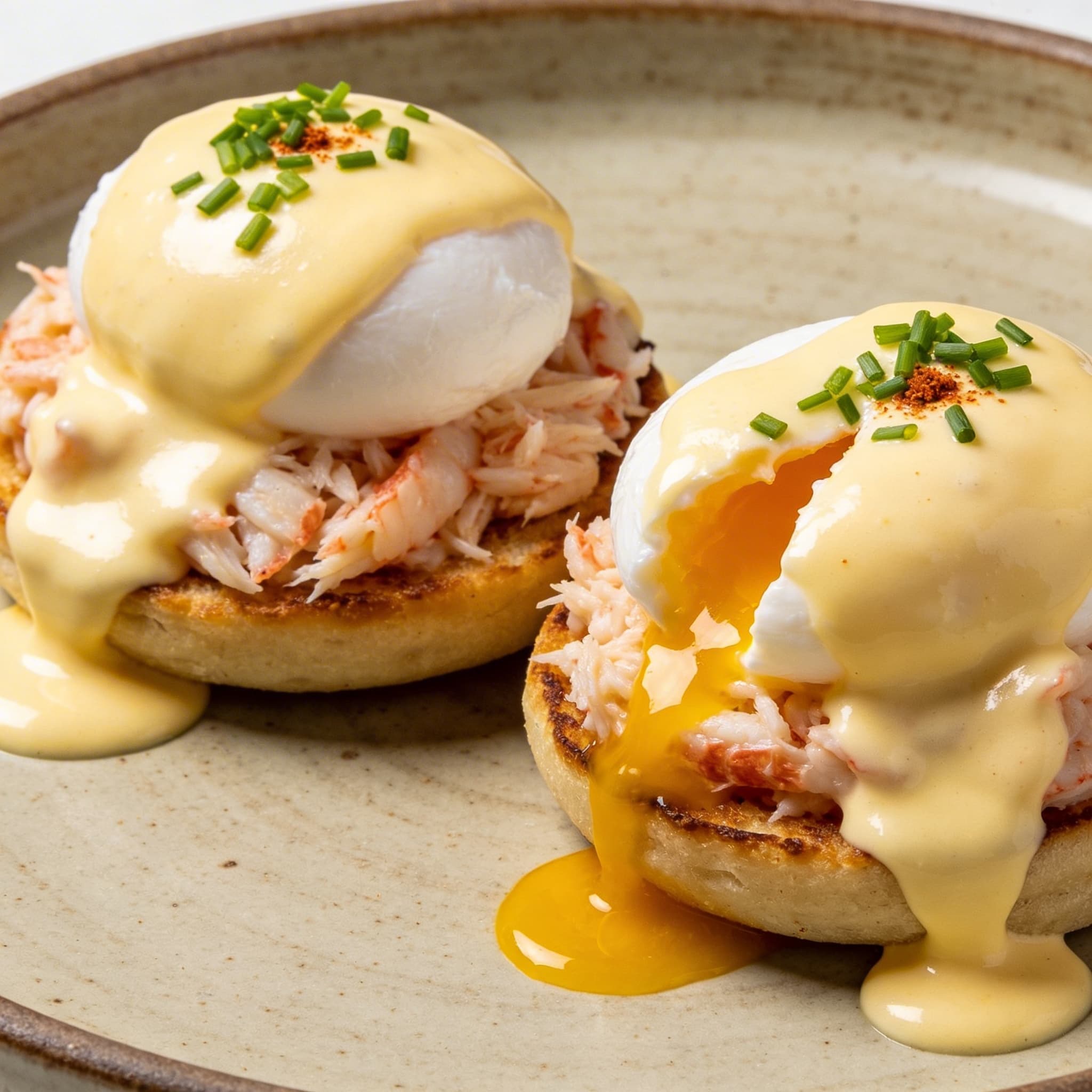 Applewood Cold-Smoked Crab Benedict with Citric Emulsion