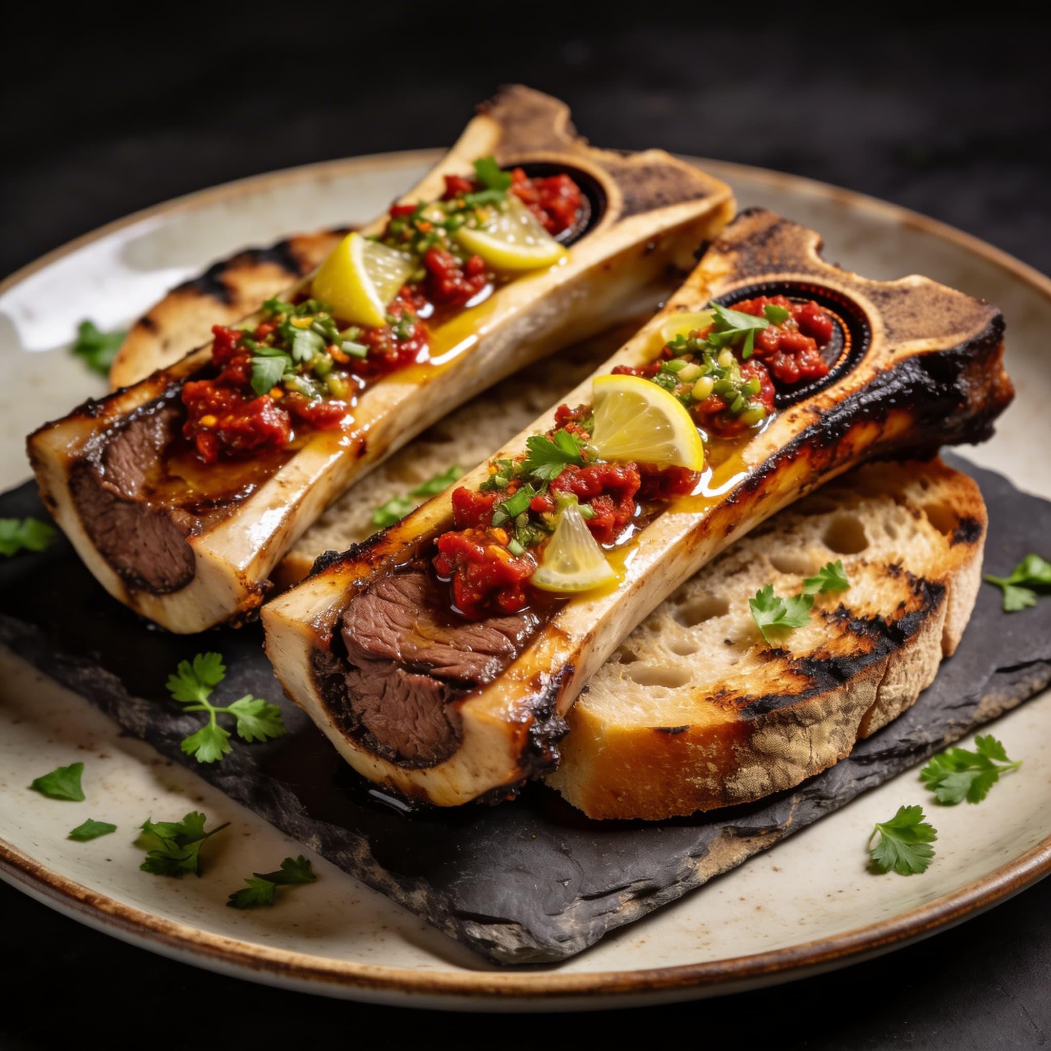 Oak-Smoked Bone Marrow with 'Nduja Vinaigrette