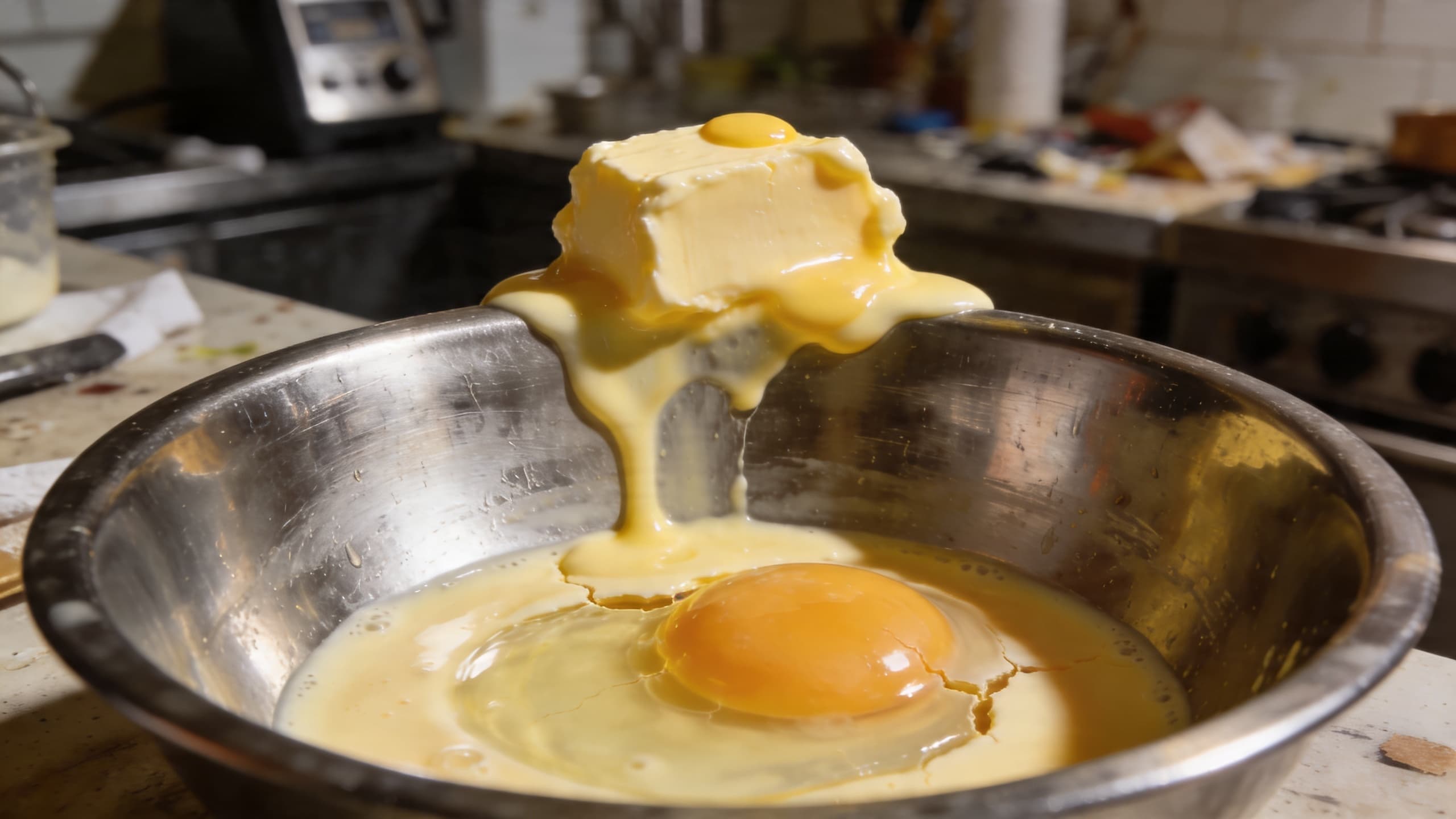 A sad, separated sauce where the butter has pooled at the top, looking greasy and unappetizing.