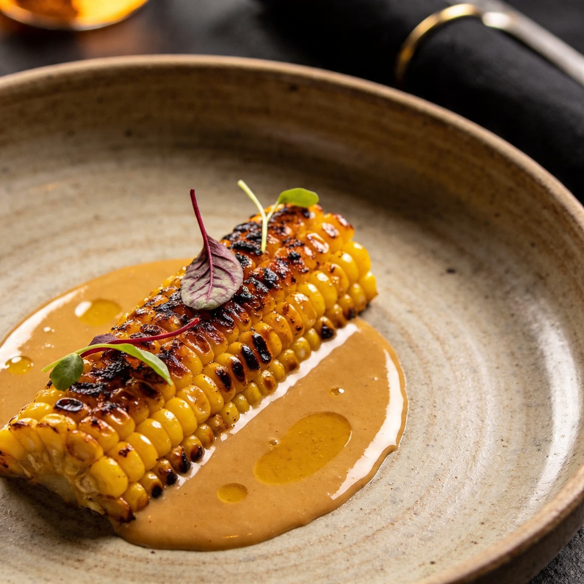 Cold-Smoked Rubbed 'Cinema' Corn with Duck Fat Emulsion