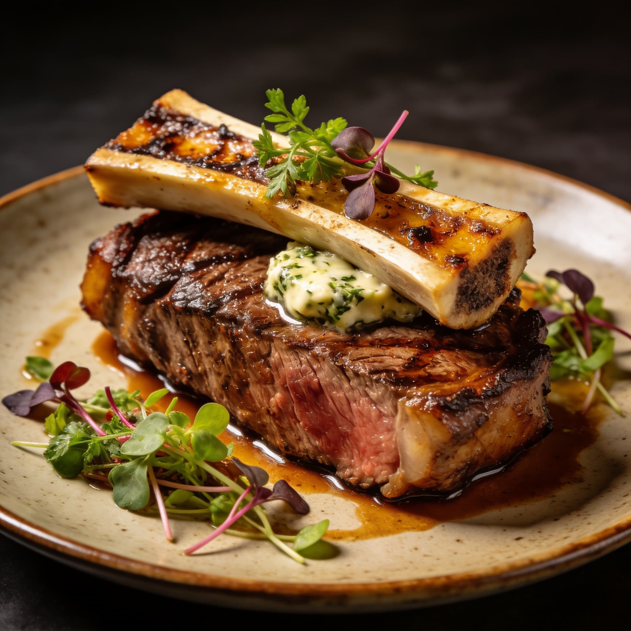 Smoked Ribeye with Roasted Bone Marrow Arrosé