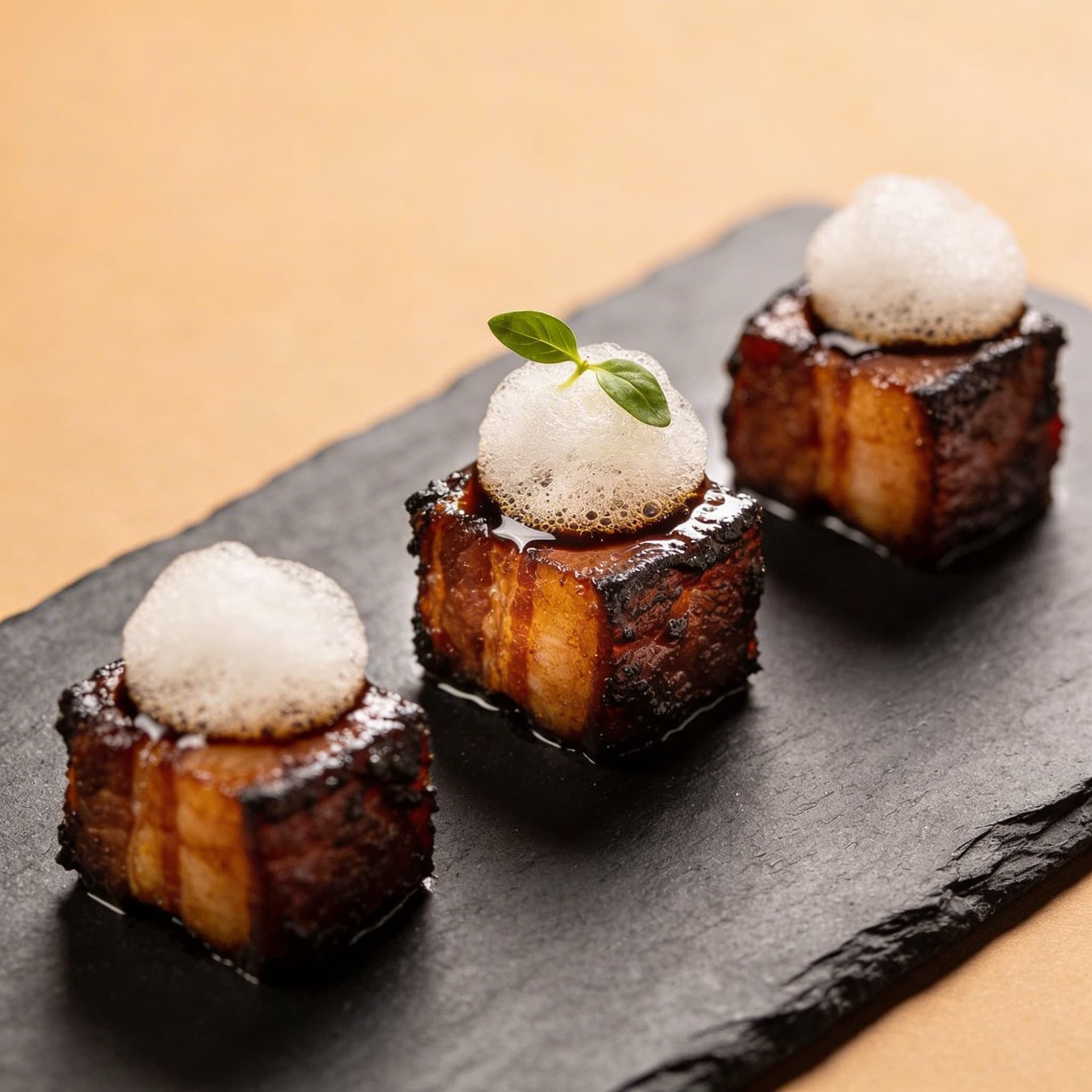 Hickory-Smoked Pork Belly with Balsamic Air