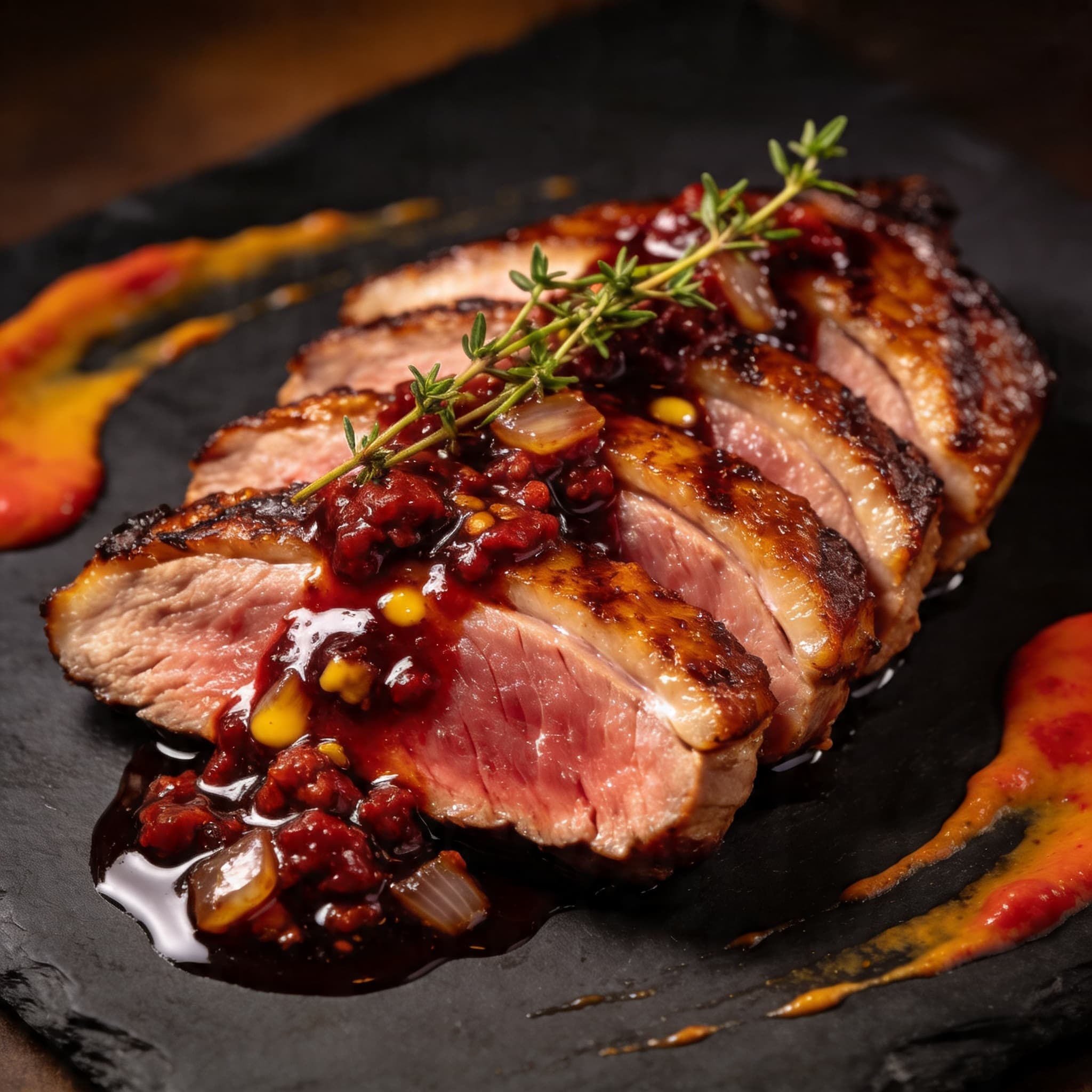 'Nduja-Glazed Duck Breast with Balsamic Gastrique