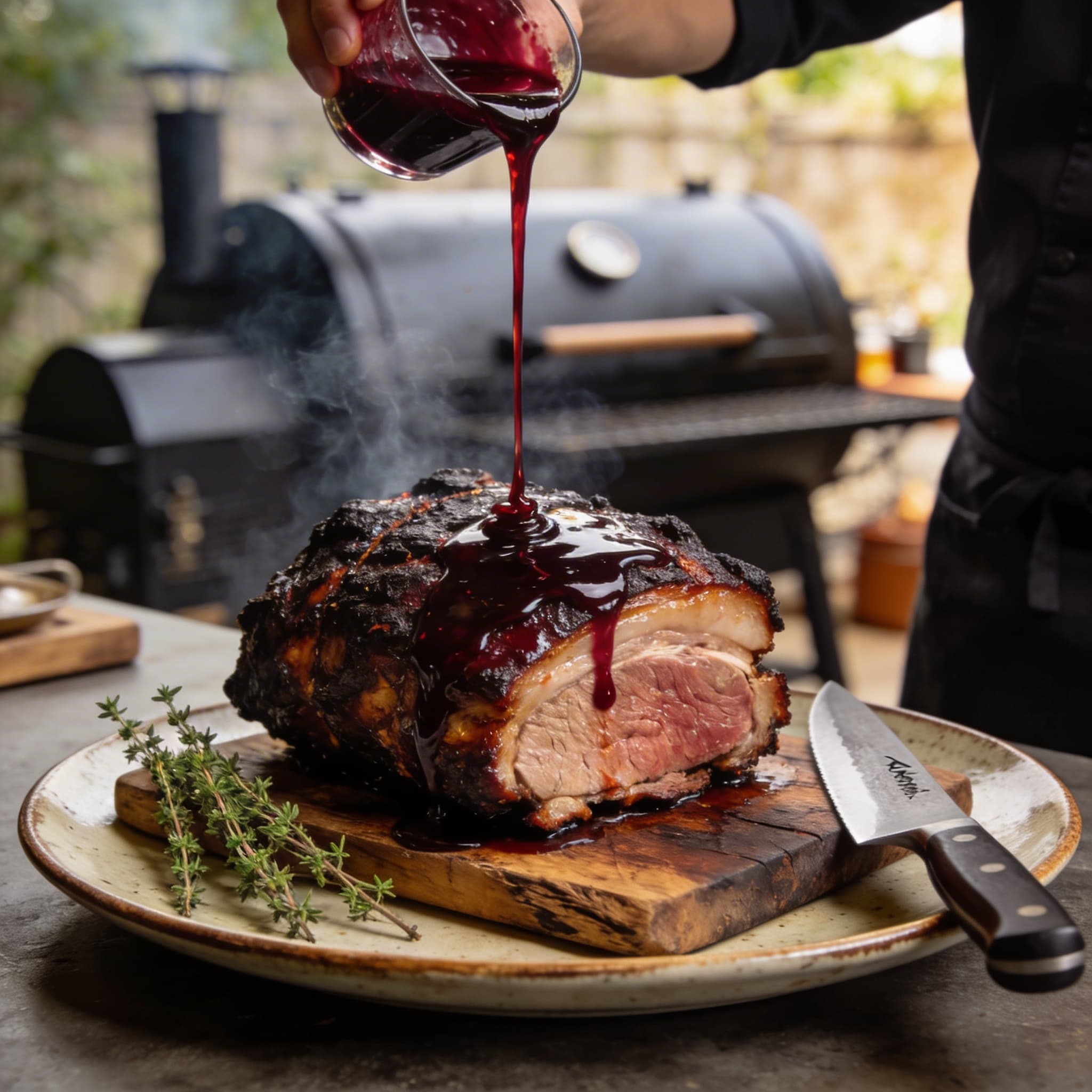 Smoked Pork Butt with Cherry-Balsamic Gastrique