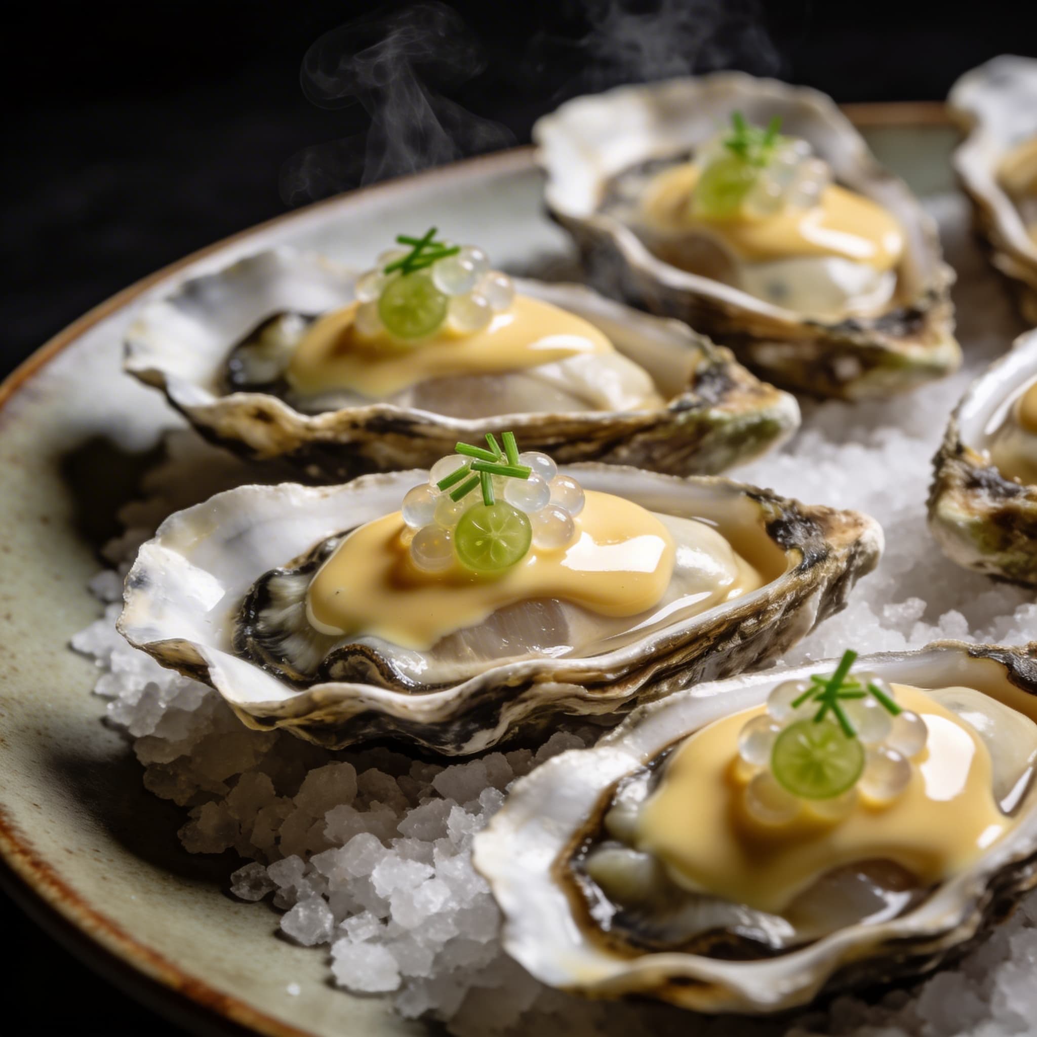 Cold-Smoked Oysters with Tallow Hollandaise