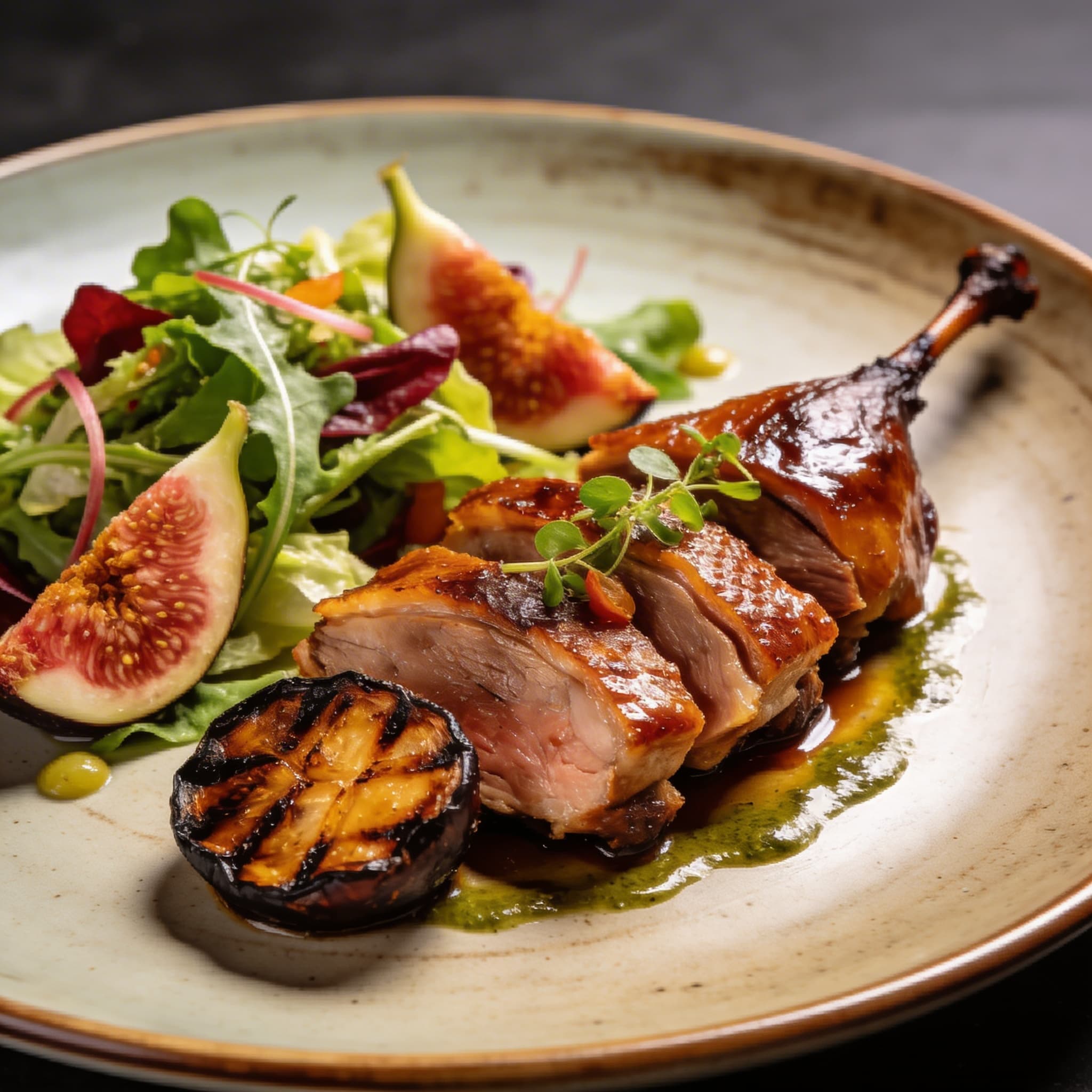 Tea-Smoked Duck & Charred Fig Bistro Salad