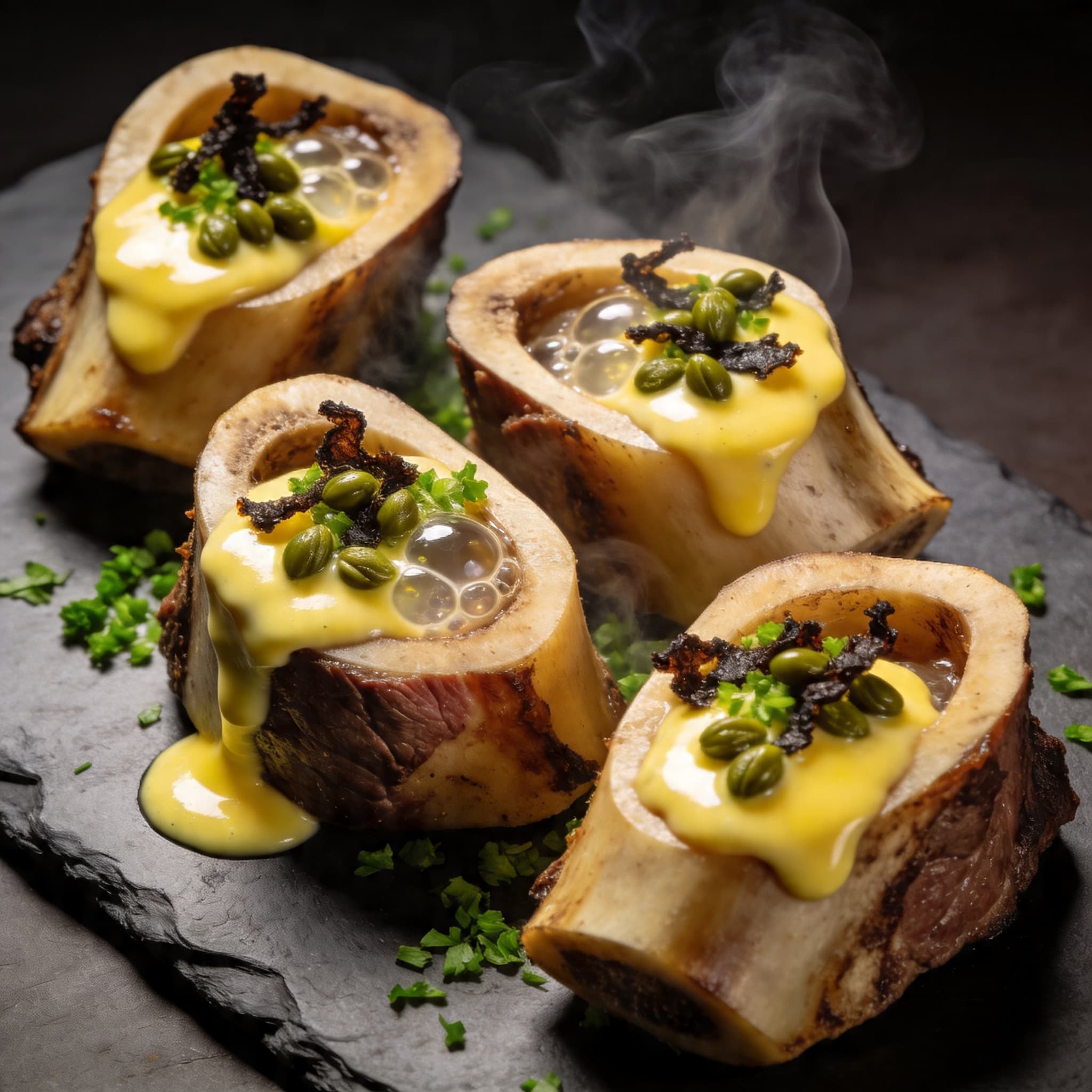 Smoked Hollandaise Bone Marrow Canoes