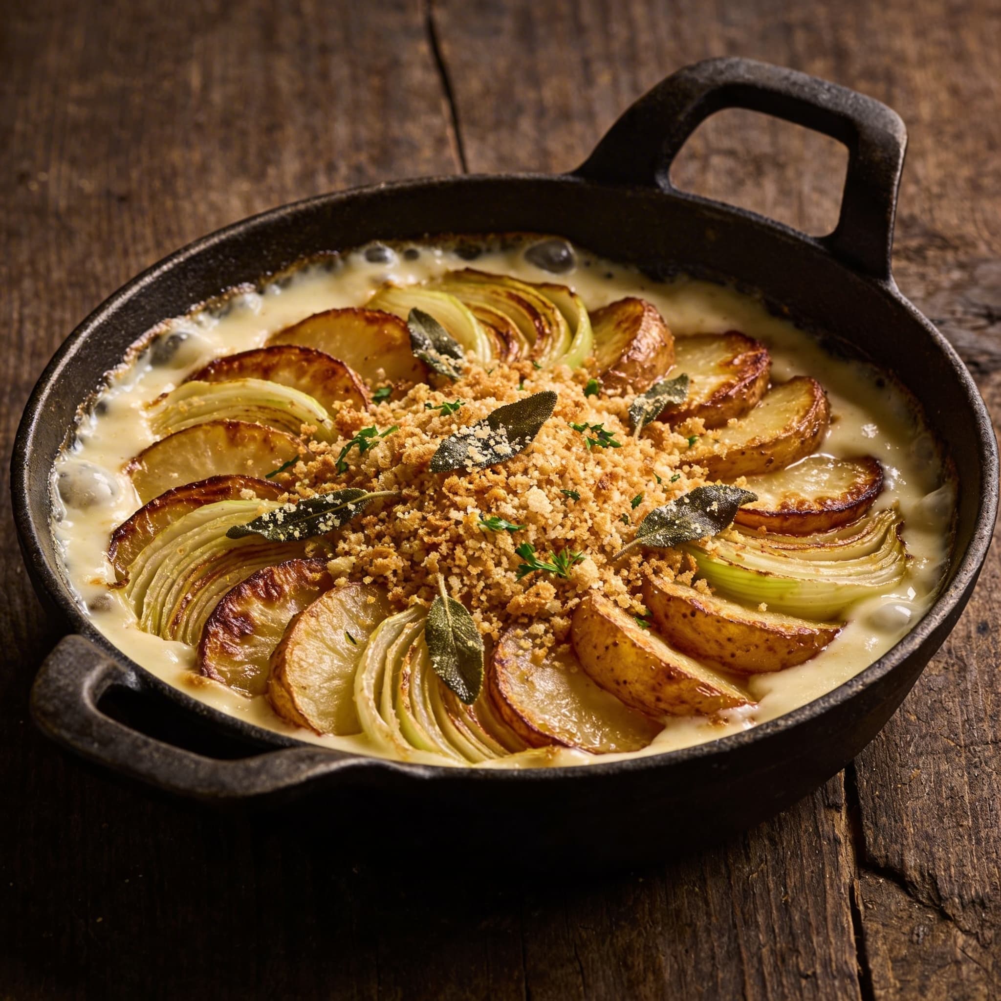 Smoked Fennel & Potato Tian with Taleggio Béchamel