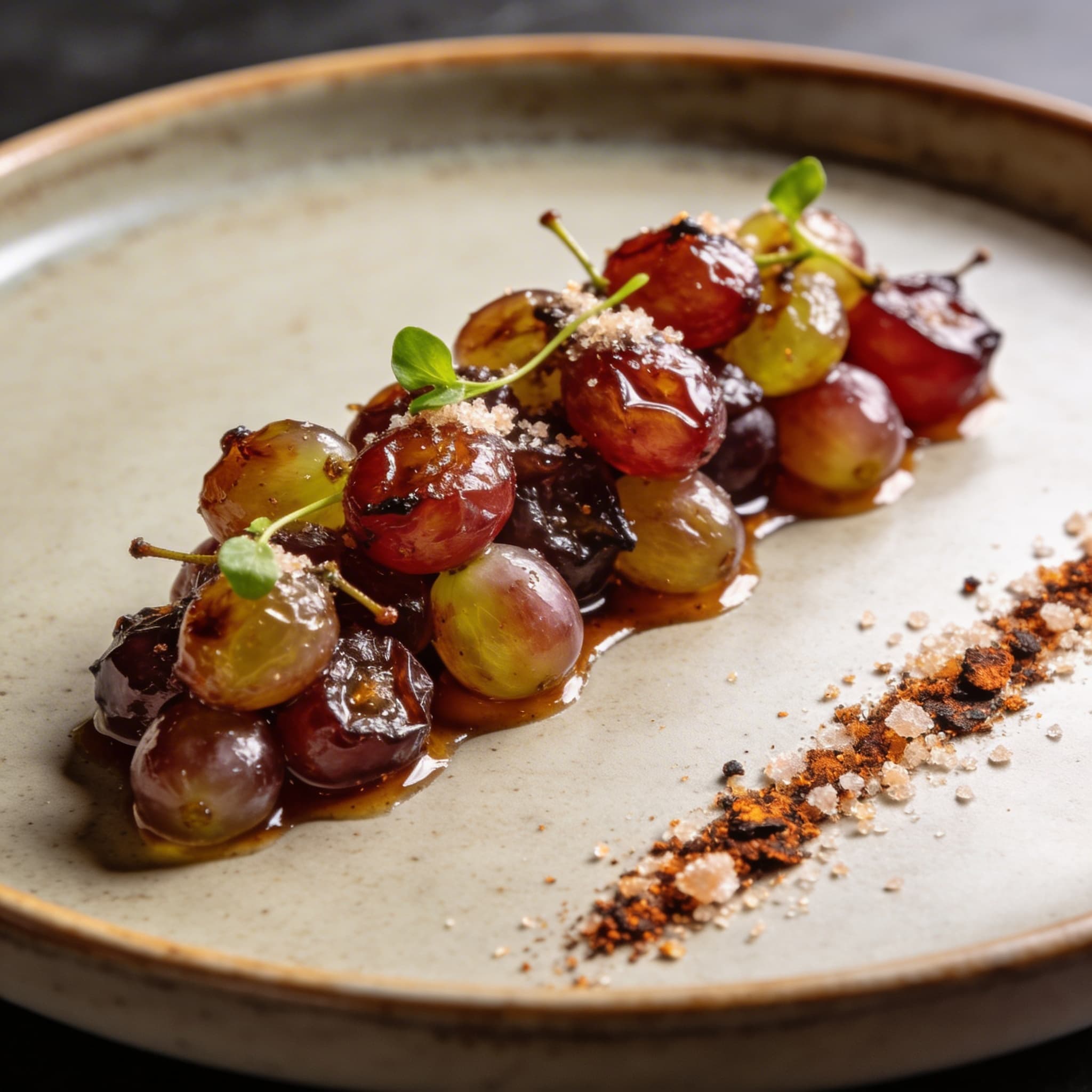 Blistered Agrodolce Grapes with Smoked Salt