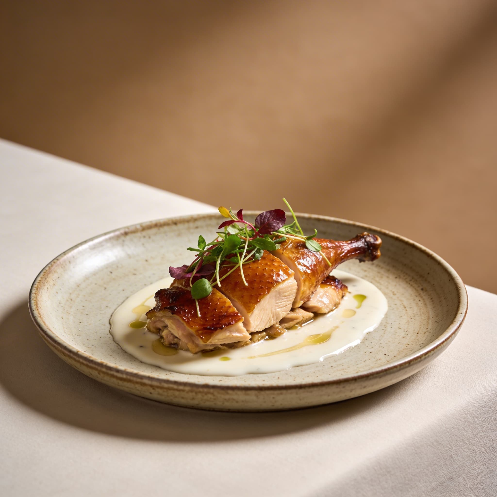 Cold-Smoked Chicken with White Balsamic Emulsion