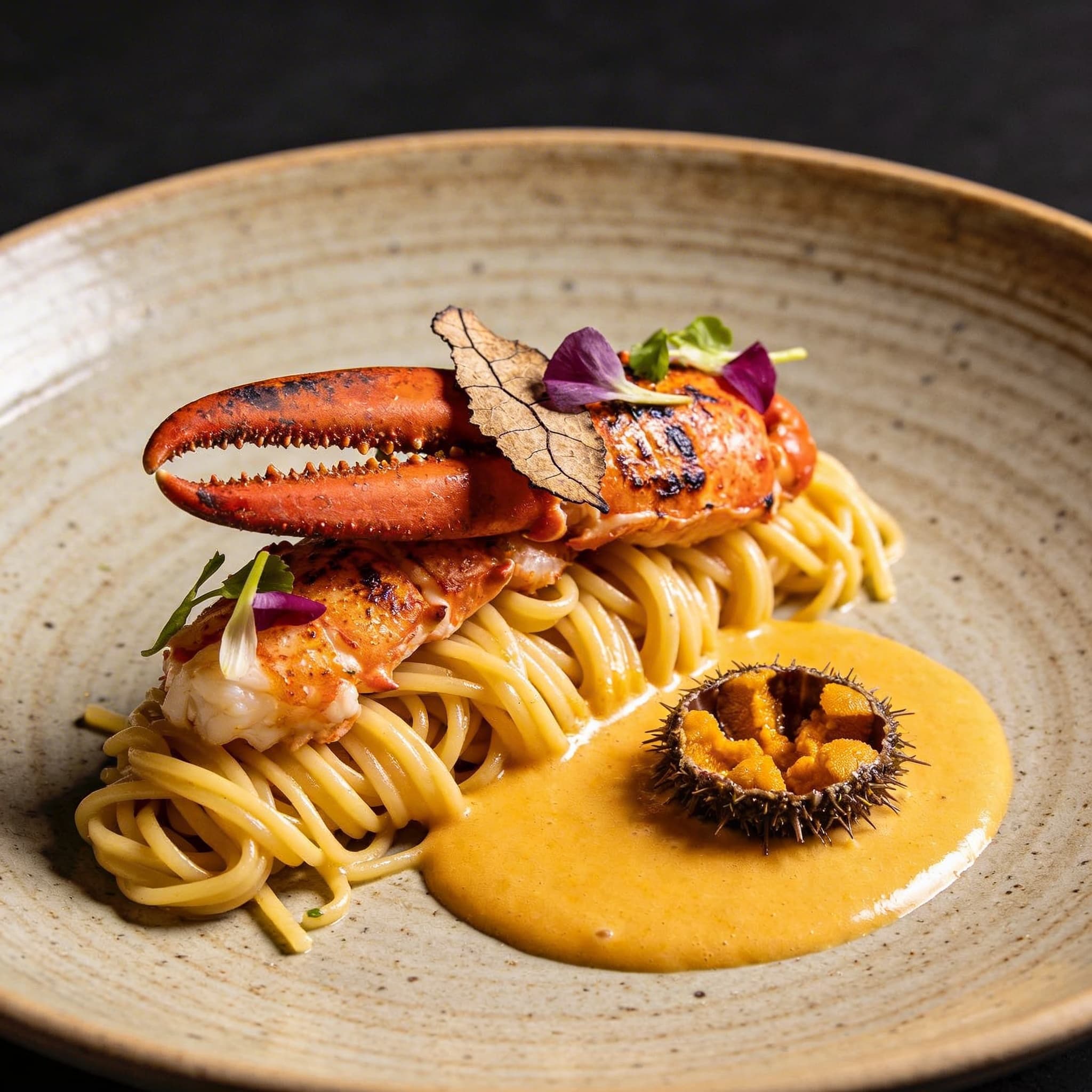 Oak-Kissed Lobster Tagliolini with Sea Urchin Emulsion