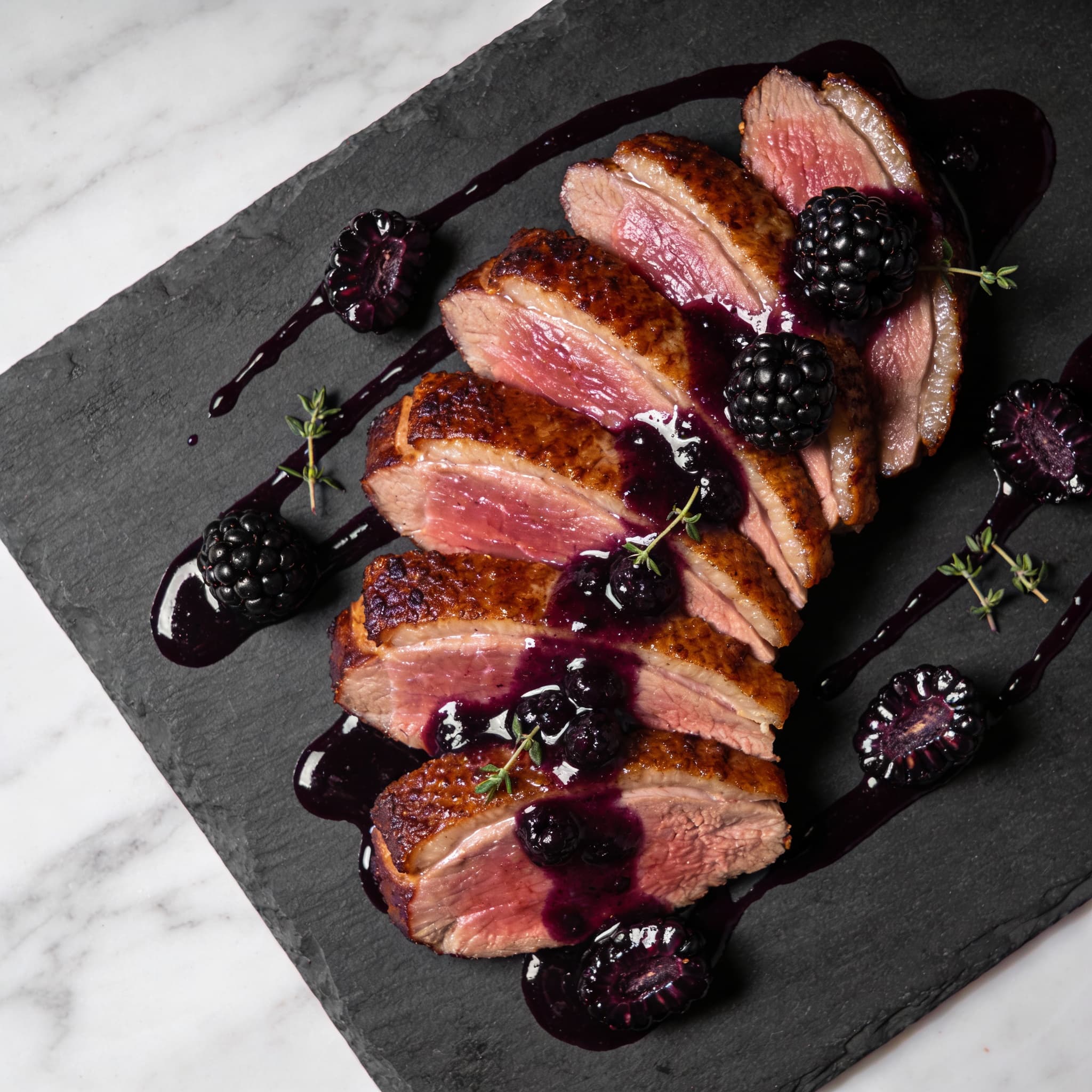Smoked Duck Breast with Blackberry Agrodolce