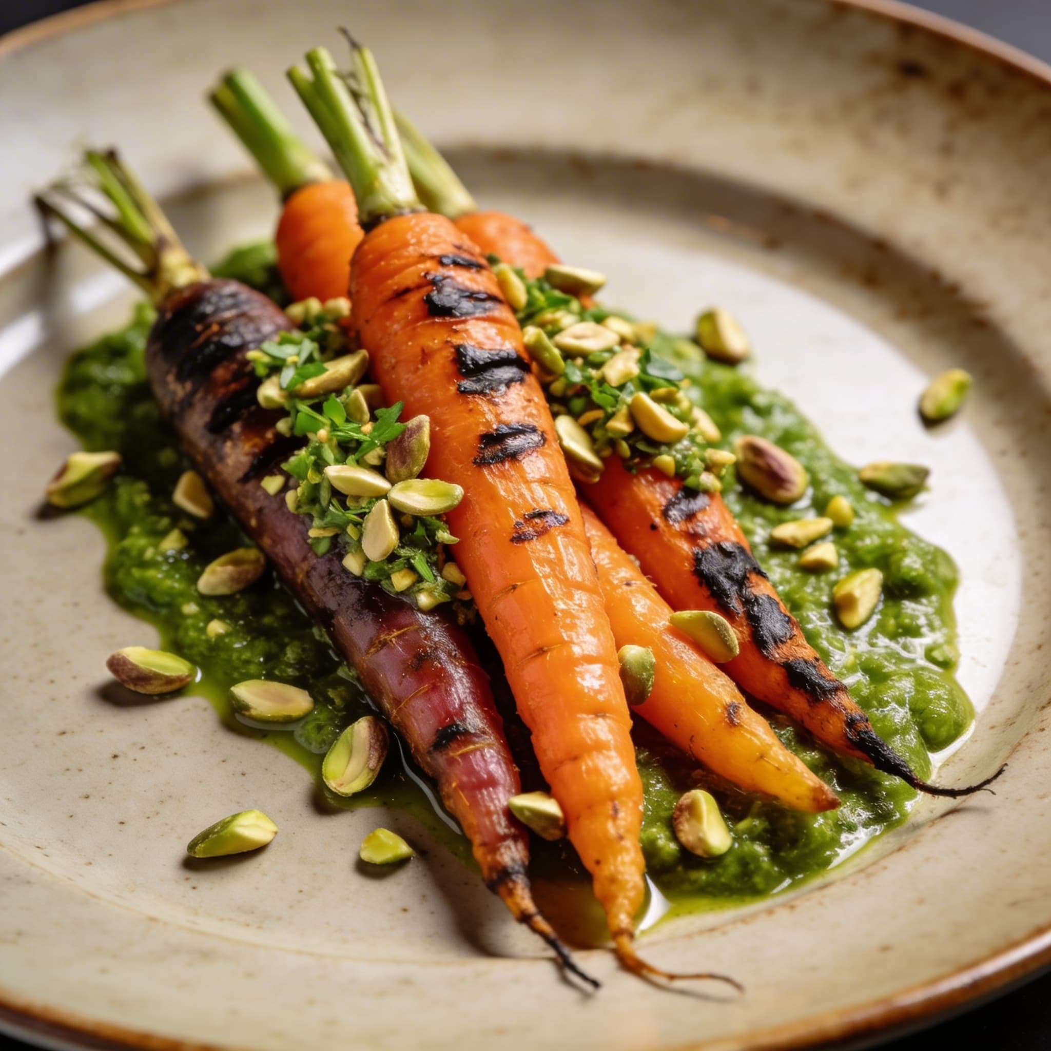 Charred Heirloom Carrots with Pistachio Gremolata