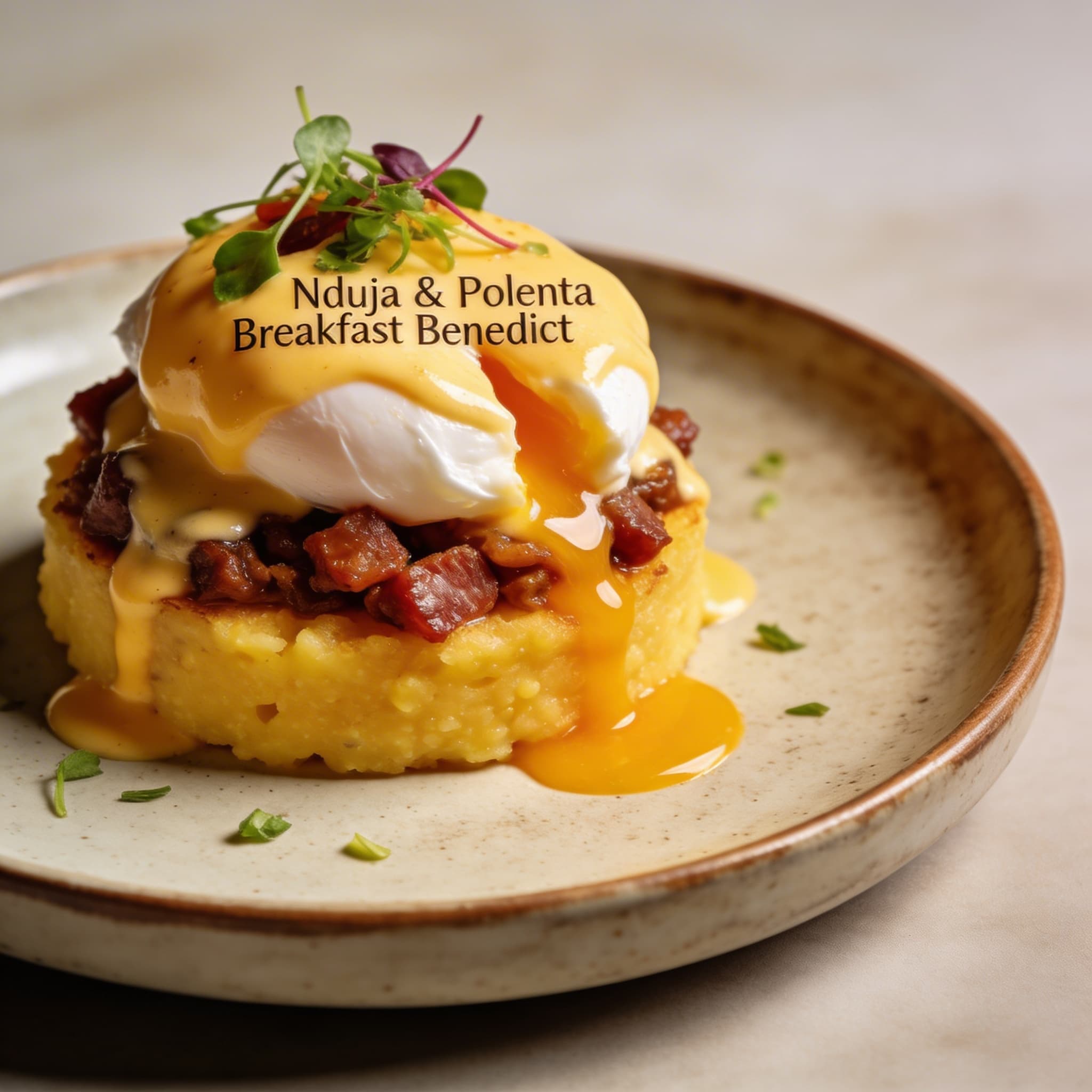 'Nduja & Polenta Breakfast Benedict