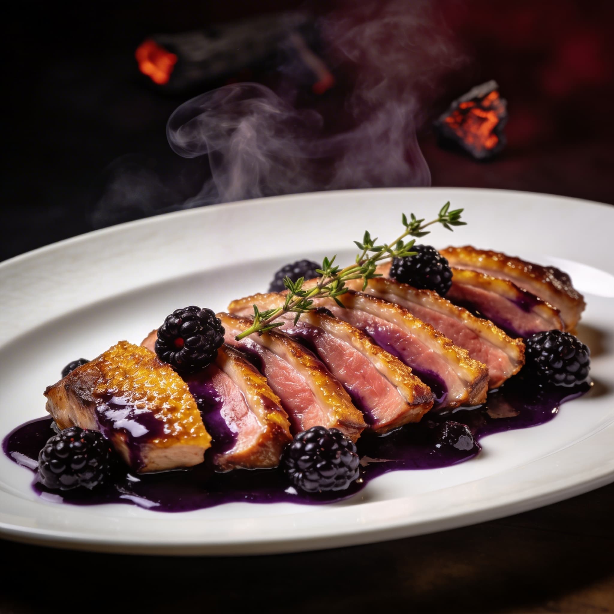 Cherry-Smoked Duck Breast with Blackberry Gastrique
